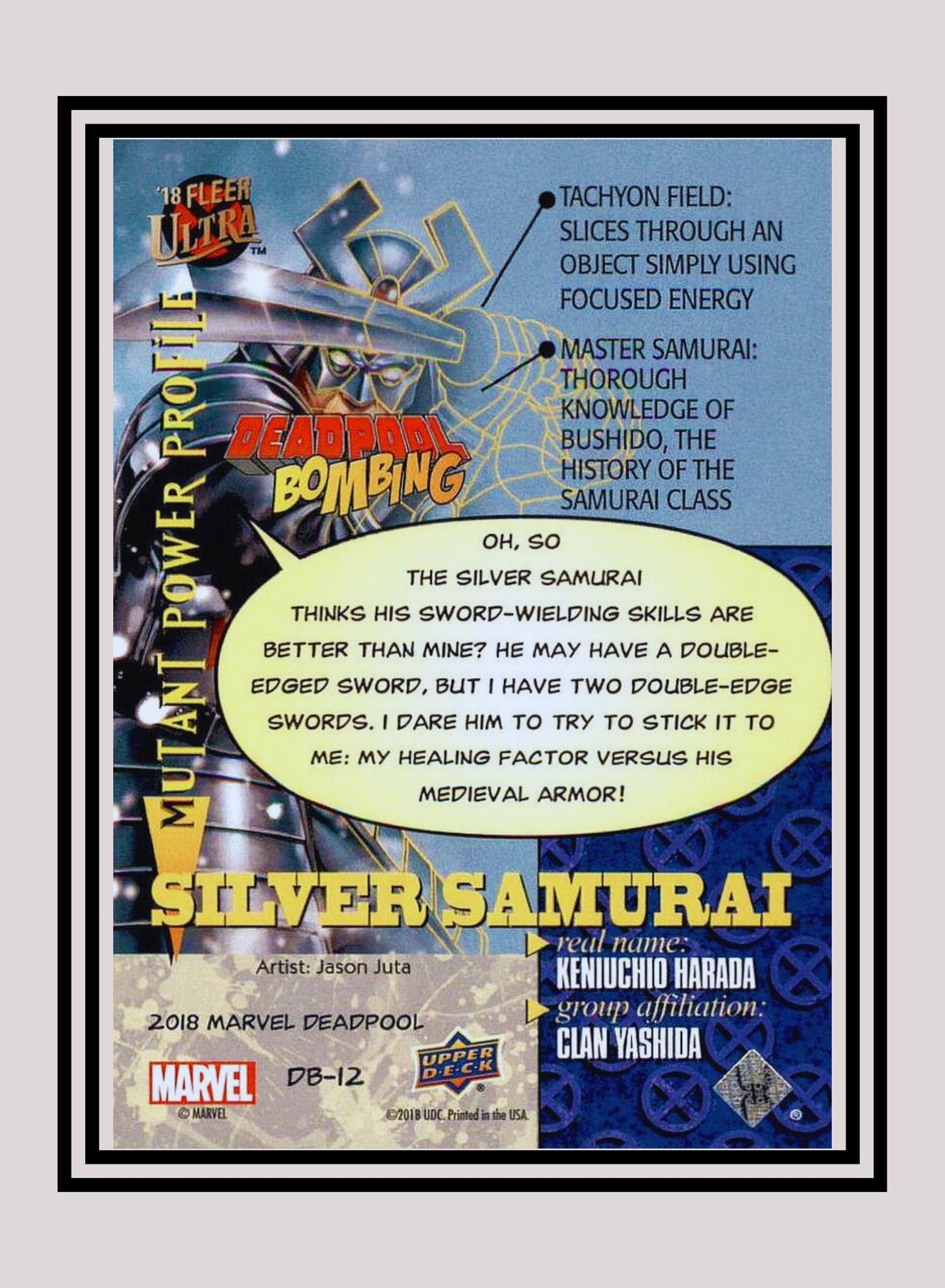 Marvel! 1x Silver Samurai - Insert (#DB12 - 2019 Upper Deck Deadpool)