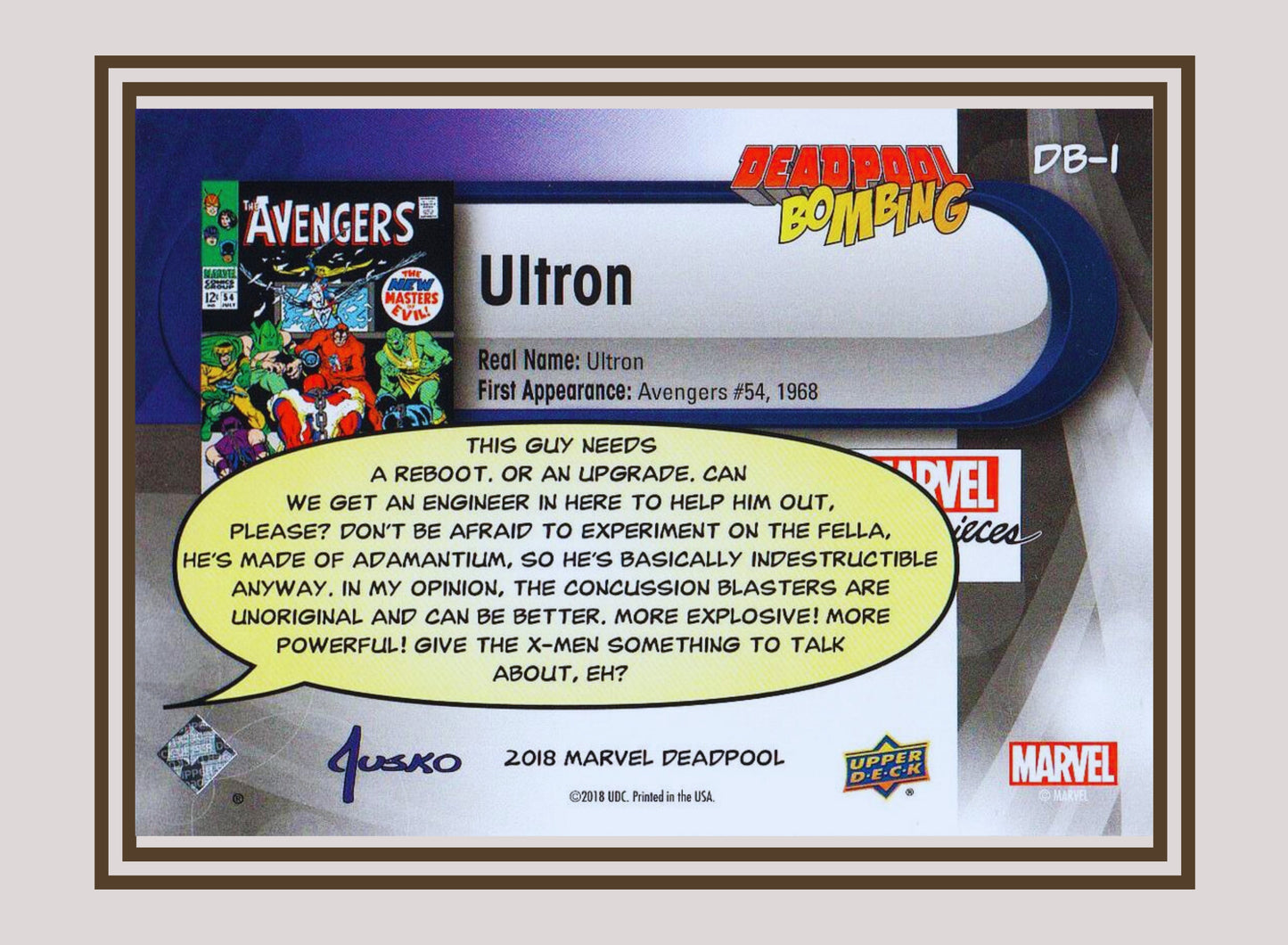 Marvel! 1x Ultron - Insert (#DB1 - 2019 Upper Deck Deadpool)