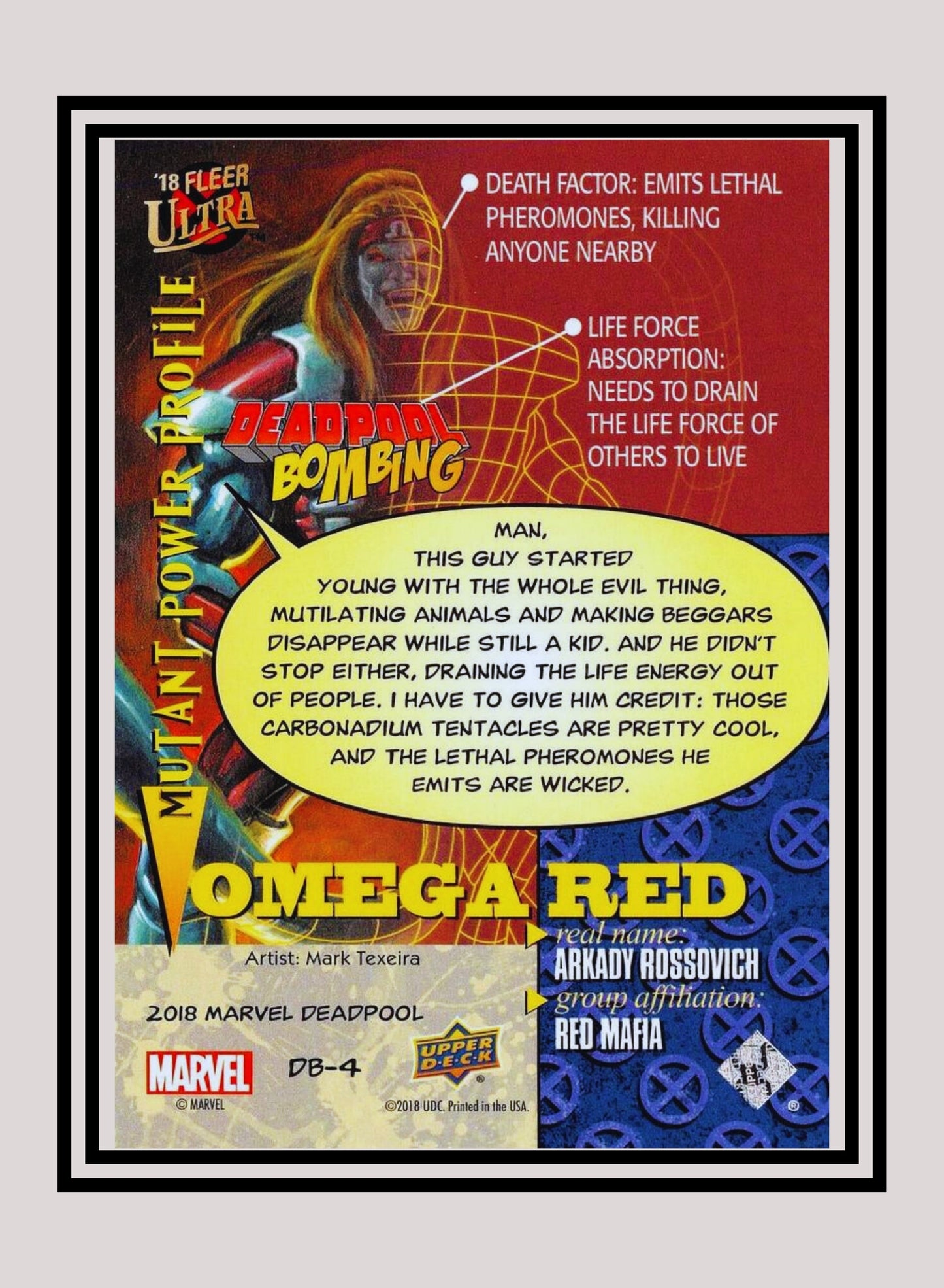Marvel! 1x Omega Red - Insert (#DB4 - 2019 Upper Deck Deadpool)