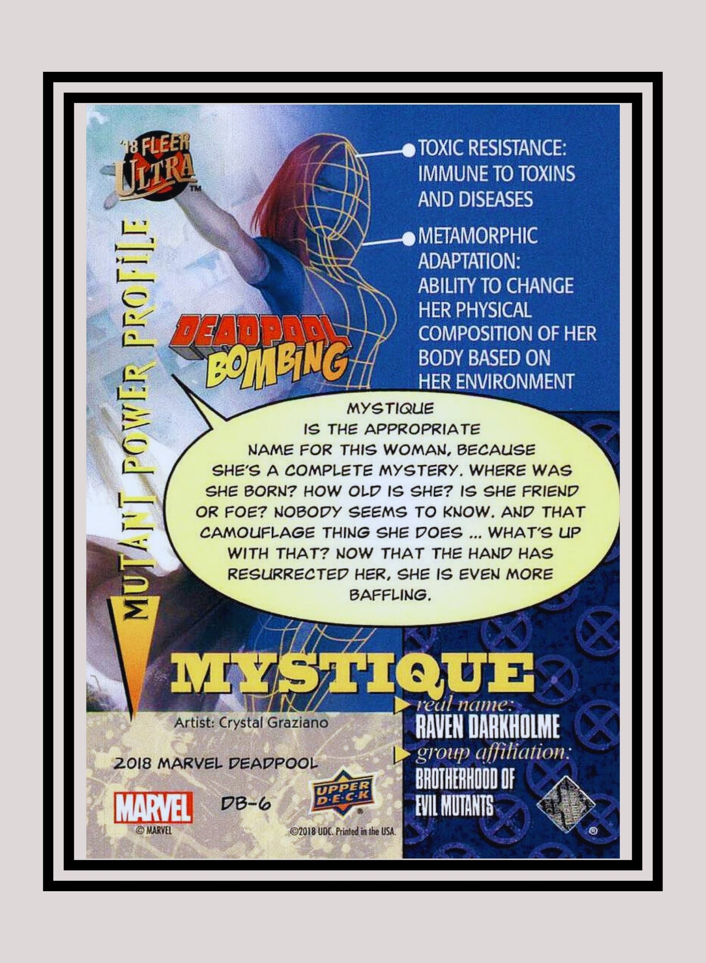 Marvel! 1x Mystique - Insert (#DB6 - 2019 Upper Deck Deadpool)