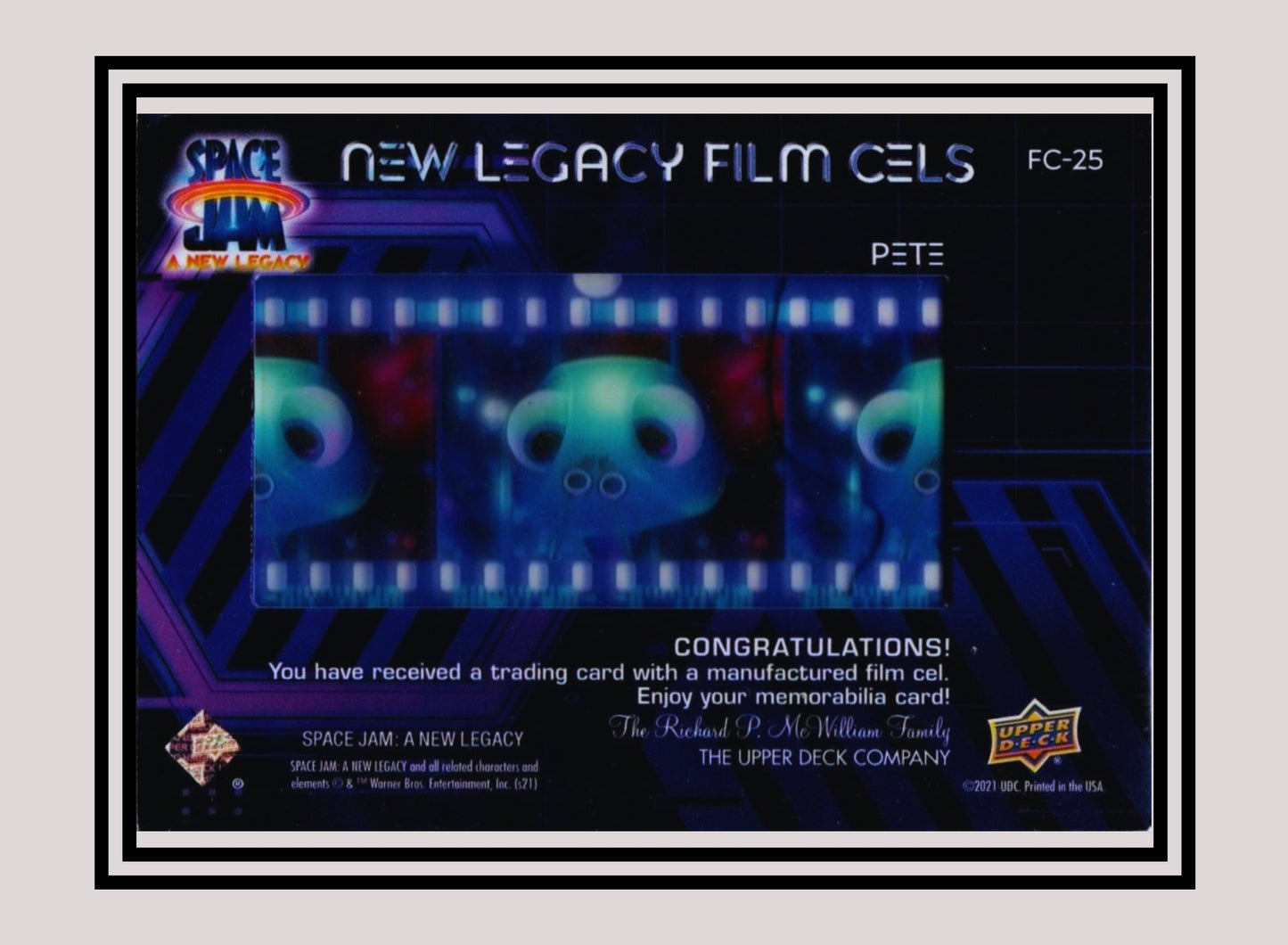 1x Pete - Film Cels (FC-25 - 2021 Upper Deck Space Jam: A New Legacy)