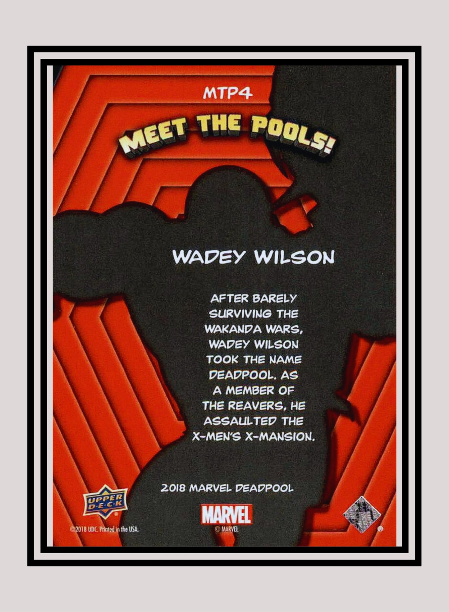 Marvel! 1x Wadey Wilson - Insert (#MTP4 - 2019 Upper Deck Deadpool)