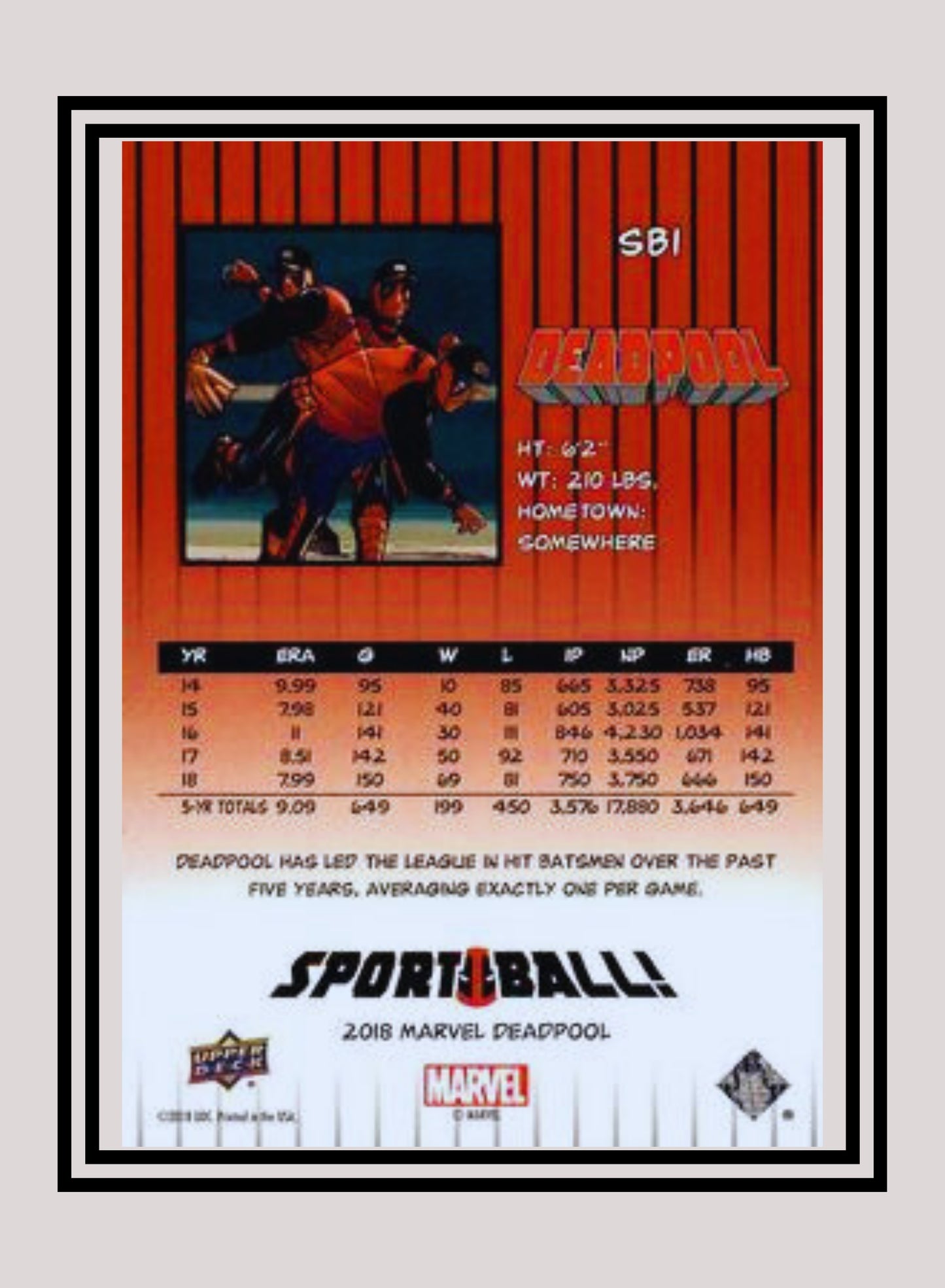 Marvel! 1x 1989 Upper Deck Baseball - Insert (#SB1 - 2019 Upper Deck Deadpool)
