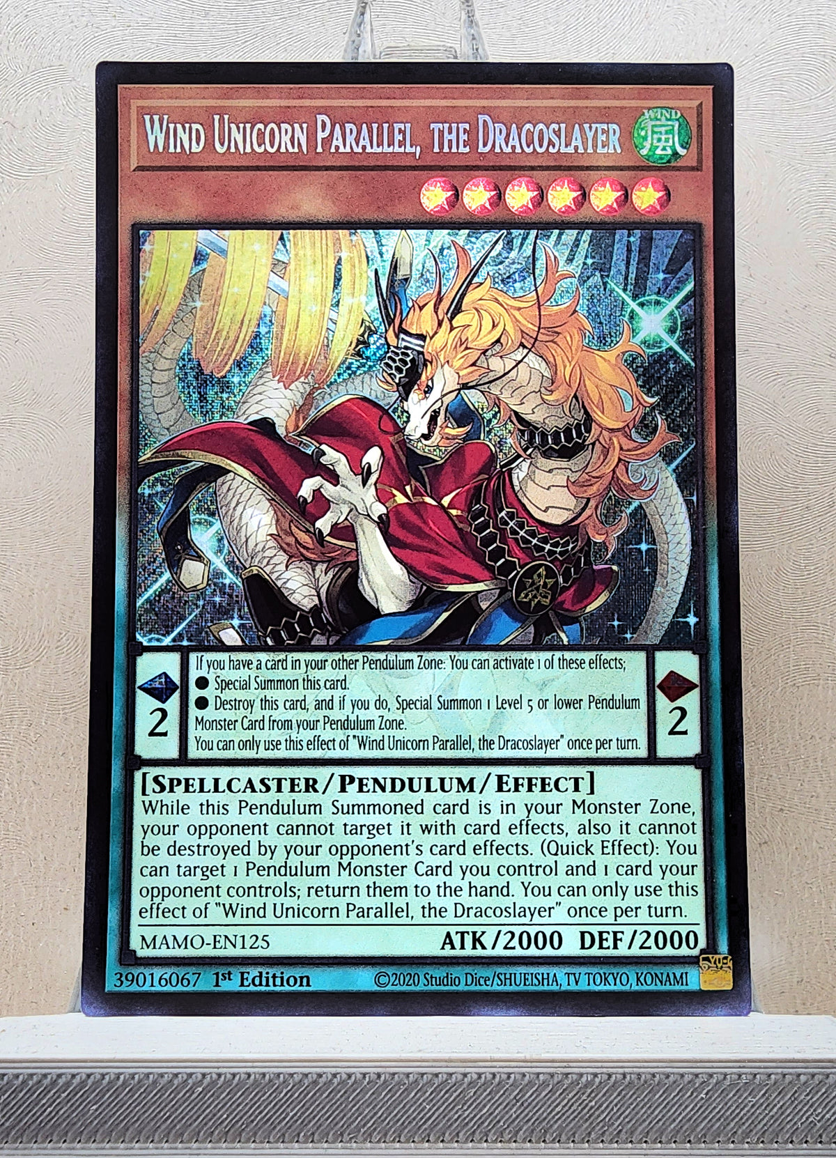Yugioh! 1x Wind Unicorn Parallel, the Dracoslayer (MAMO - Secret Rare) 1st Edition