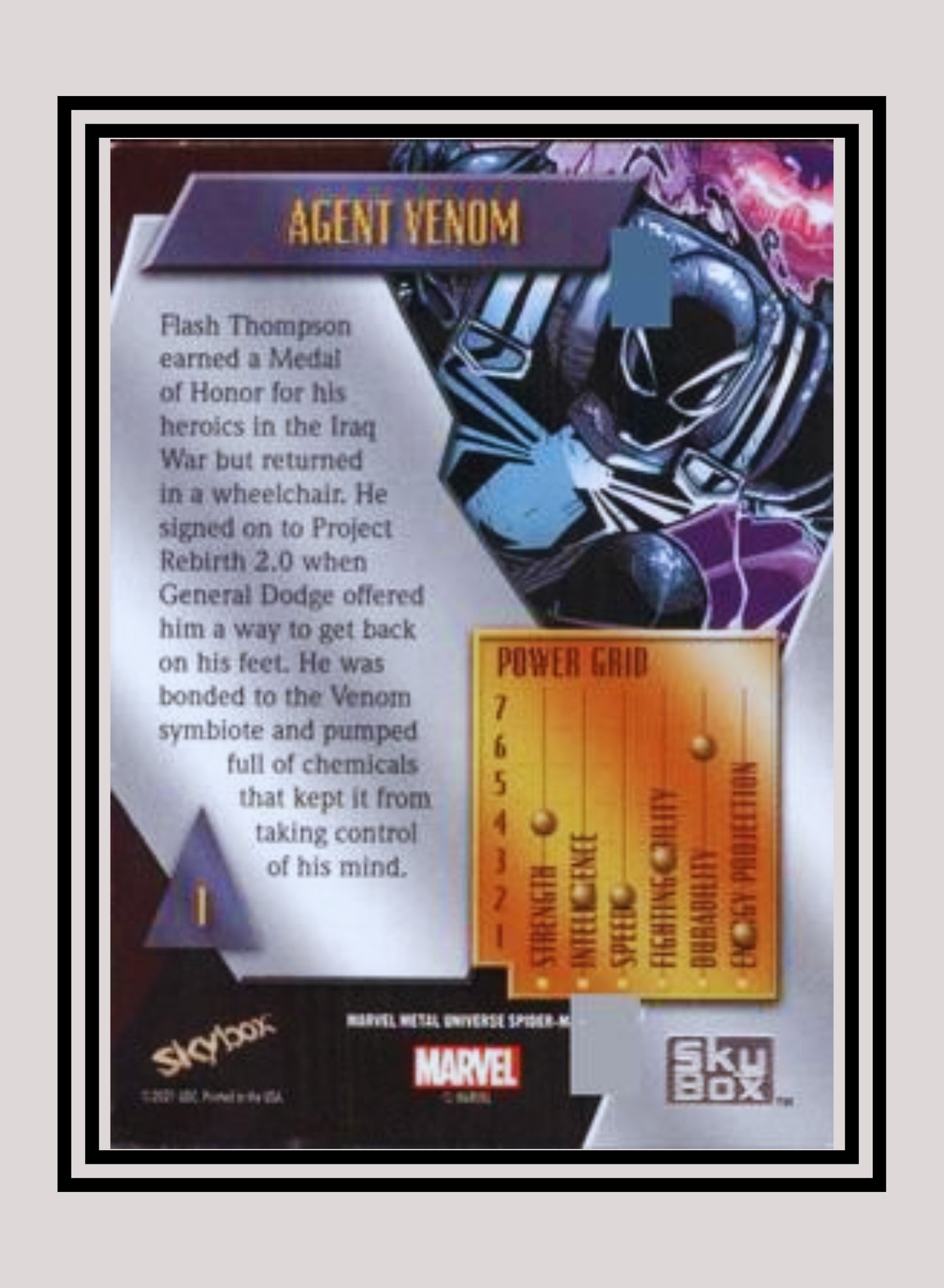 Marvel! 1x Agent Venom - Base Low Series (#001 - 2021 Upper Deck Spiderman Metal Universe)