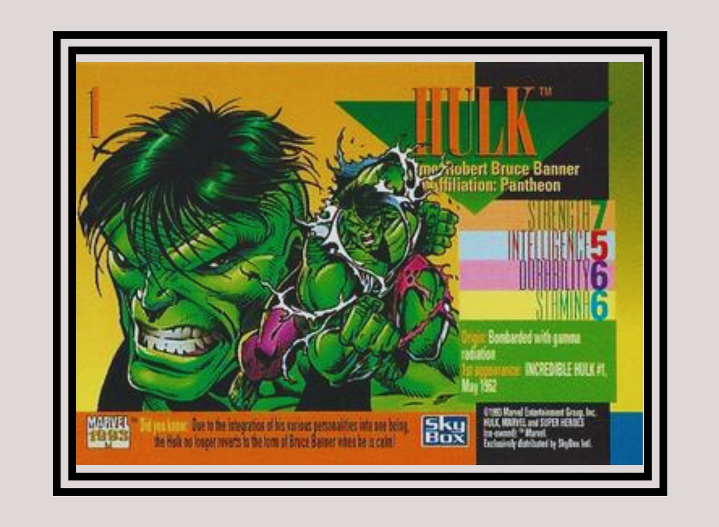 Marvel! 1x Hulk - Base (#001 - 1993 Skybox Marvel Universe Series 4)