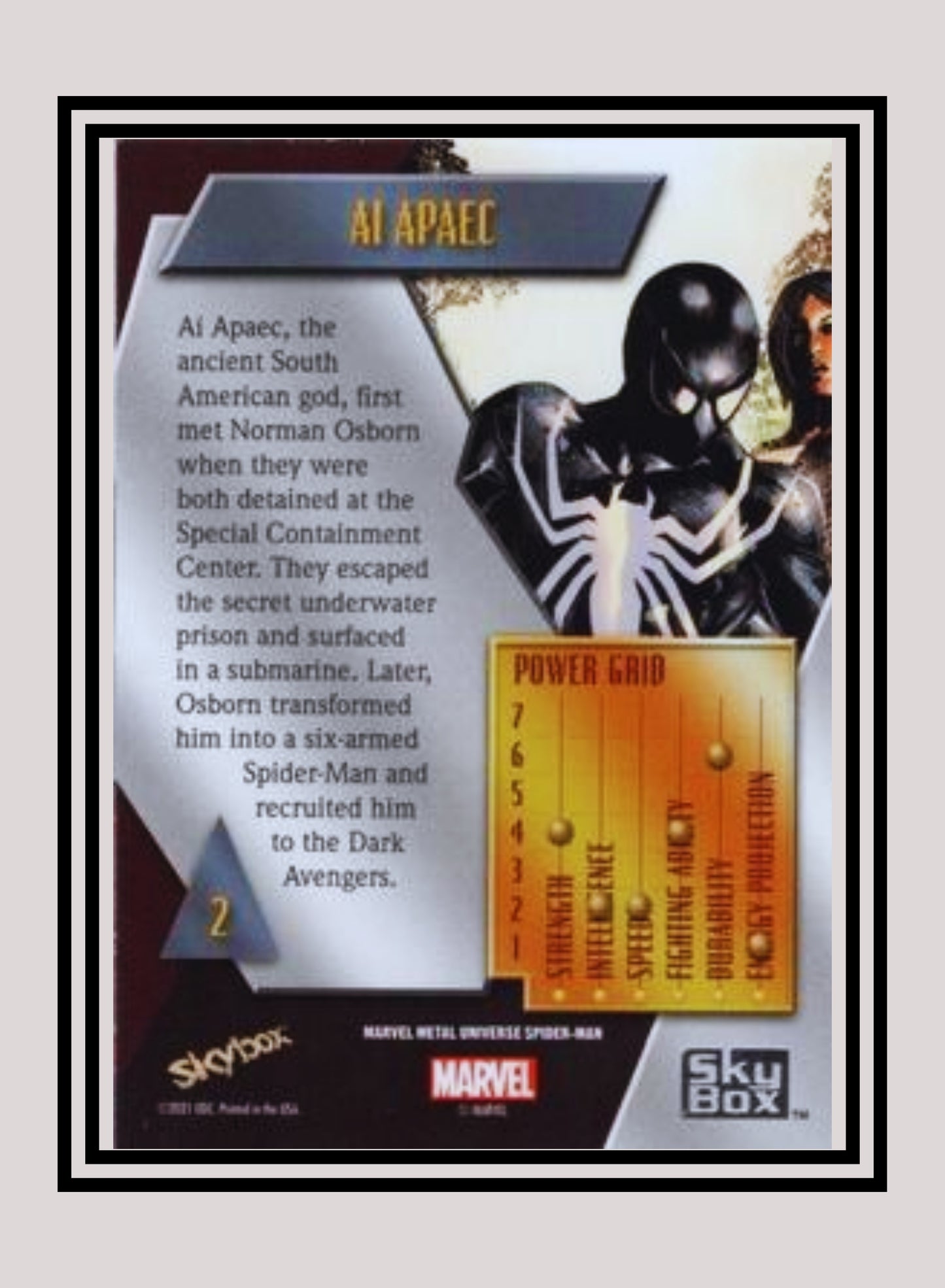 Marvel! 1x Ai Apaec - Base Low Series (#002 - 2021 Upper Deck Spiderman Metal Universe)