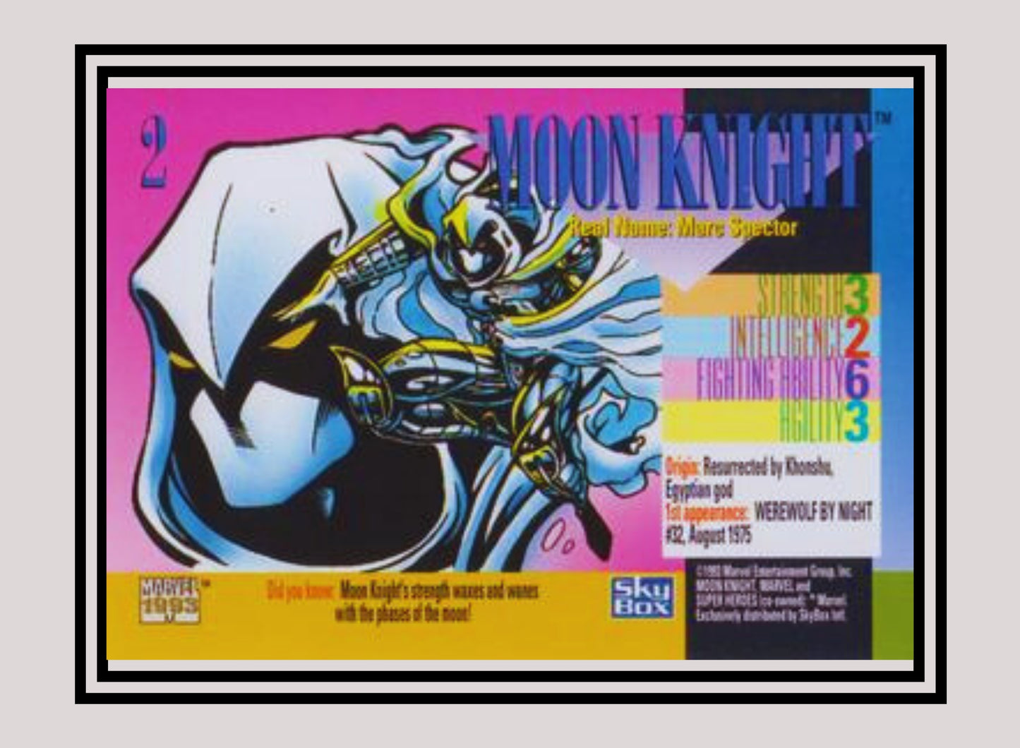 Marvel! 1x Moon Knight - Base (#002 - 1993 Skybox Marvel Universe Series 4)