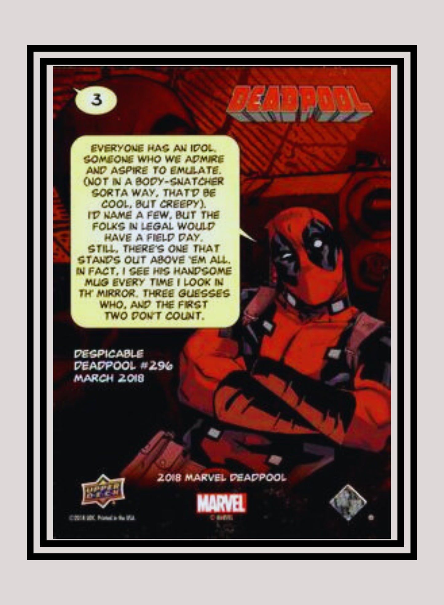 Marvel! 1x The End is Nigh - Base (#003 - 2019 Upper Deck Deadpool)