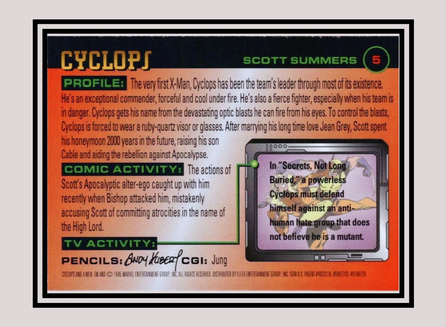 Marvel! 1x Cyclops - Base (#005 - 1996 Fleer X Men)