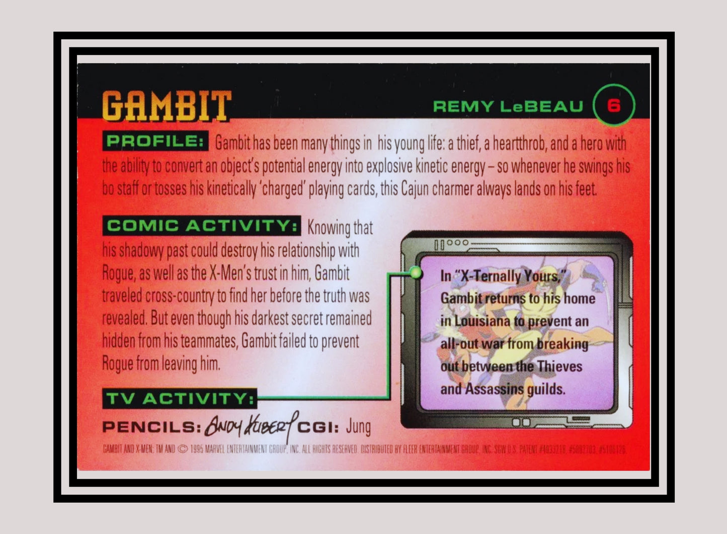 Marvel! 1x Gambit - Base (#006 - 1996 Fleer X Men)