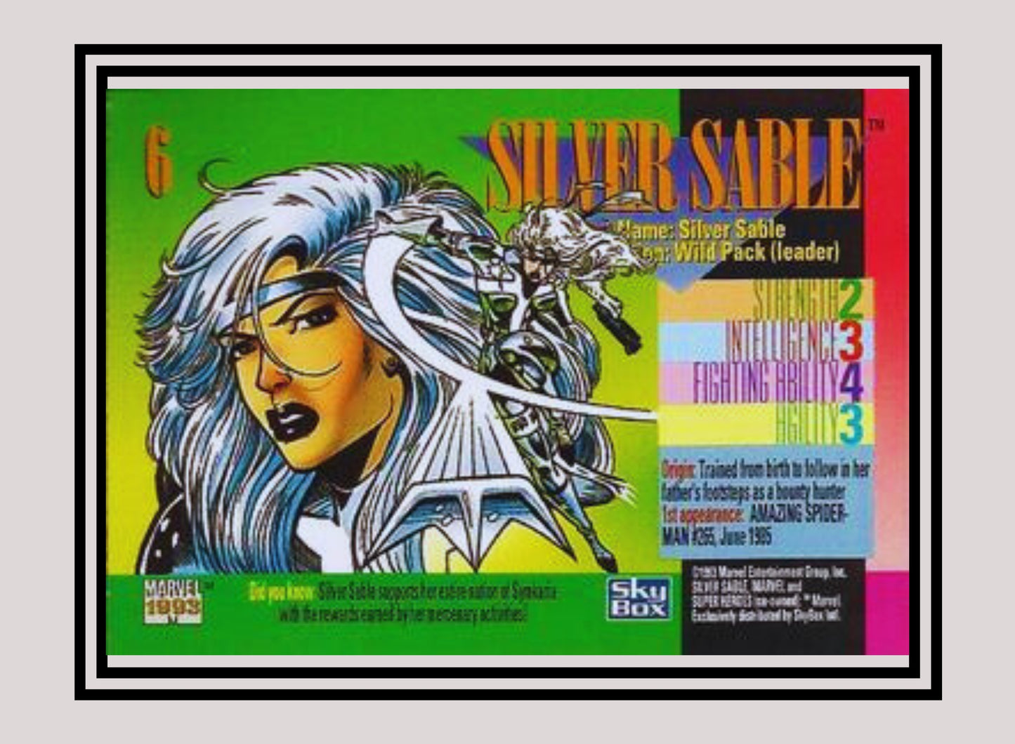 Marvel! 1x Silver Sable - Base (#006 - 1993 Skybox Marvel Universe Series 4)