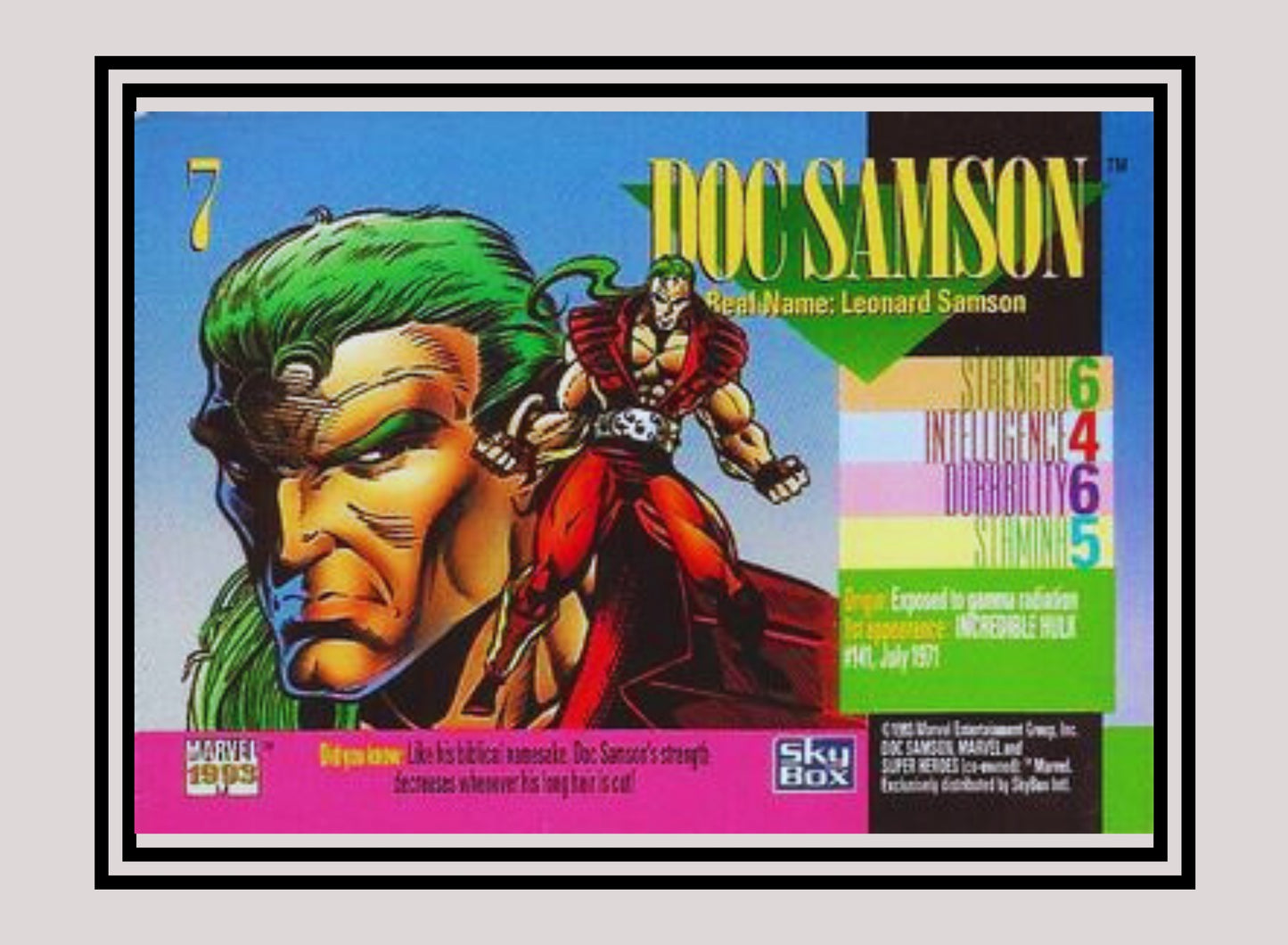 Marvel! 1x Doc Samson - Base (#007 - 1993 Skybox Marvel Universe Series 4)