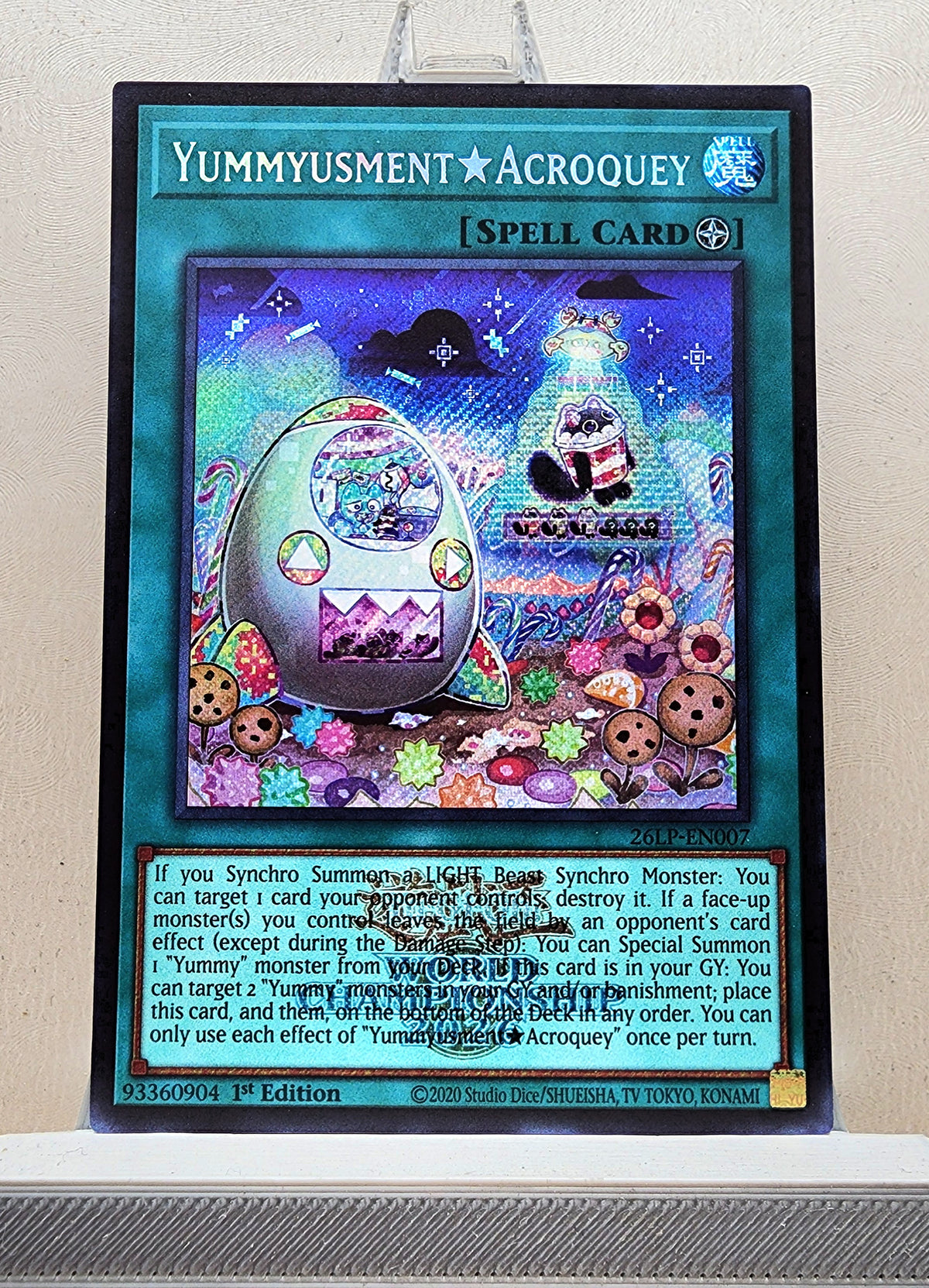 Yugioh! 1x Yummyusment★Acroquey (26LP - Emblazoned Secret Rare) Limited Edition