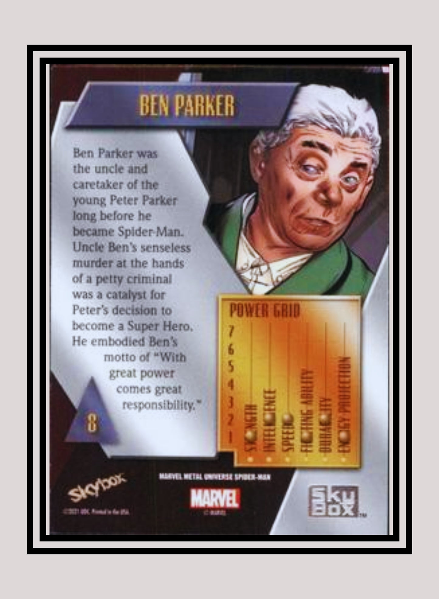 Marvel! 1x Ben Parker - Base Low Series (#008 - 2021 Upper Deck Spiderman Metal Universe)