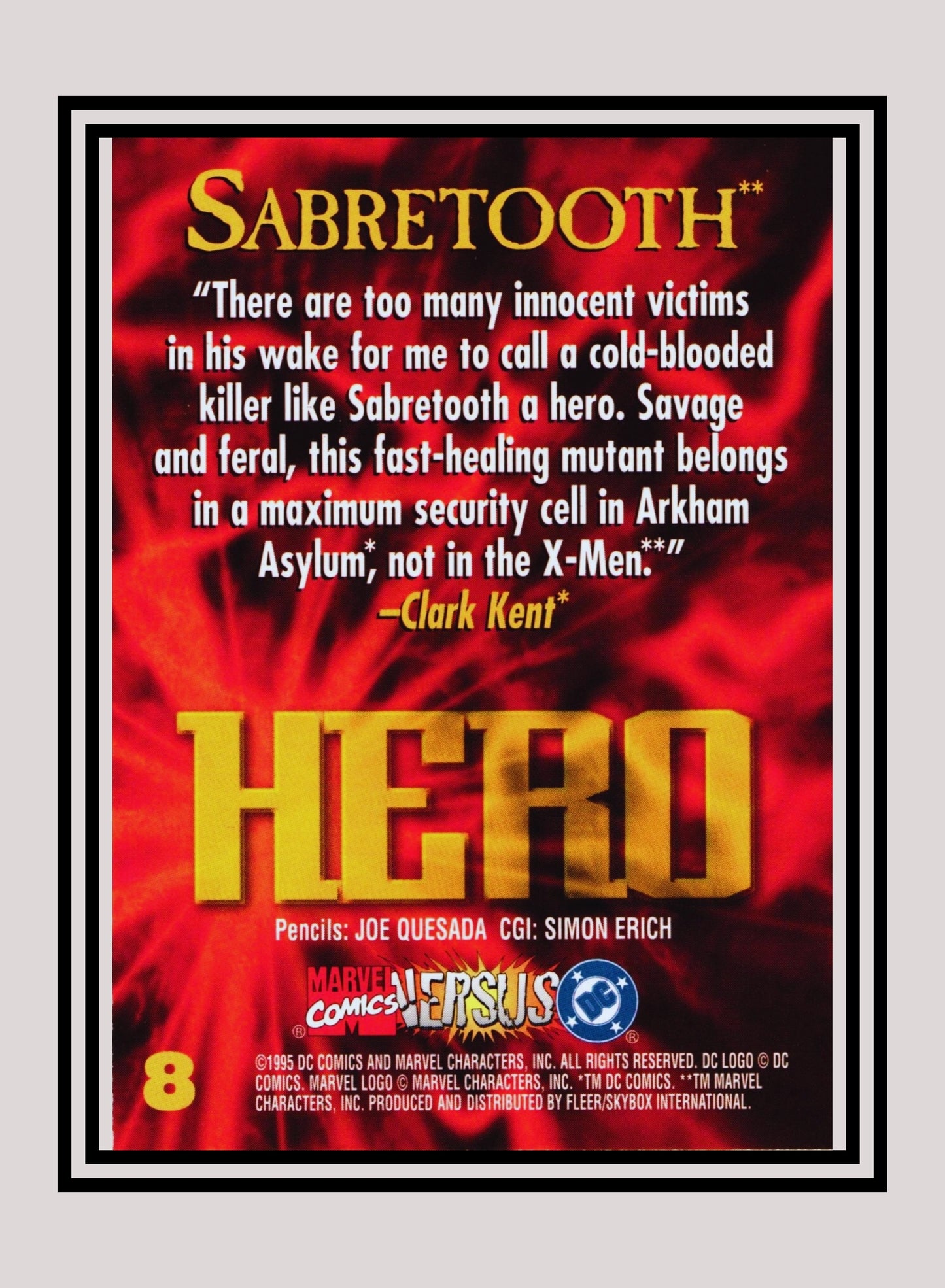 Marvel! 1x Sabretooth - Base (#008 - 1995 Fleer DC vs. Marvel Comics)