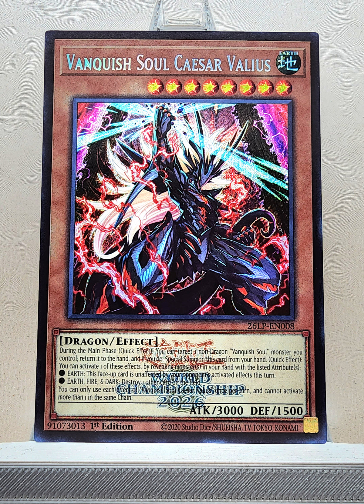 Yugioh! 1x Vanquish Soul Caesar Valius (26LP - Emblazoned Secret Rare) Limited Edition