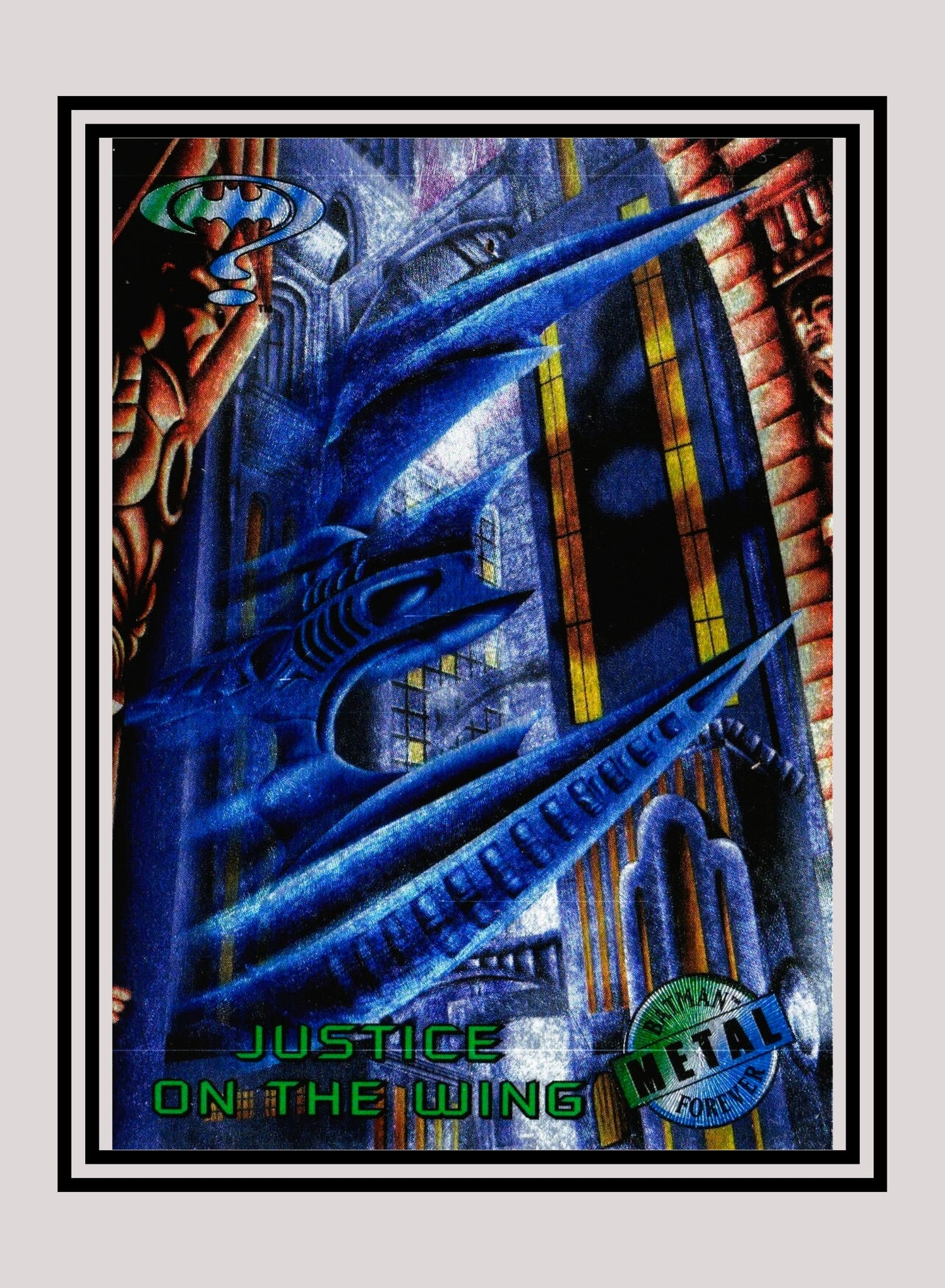 DC! 1x Justice on the Wing - Base Metal (#009 - 1995 Fleer Batman Forever Metal)