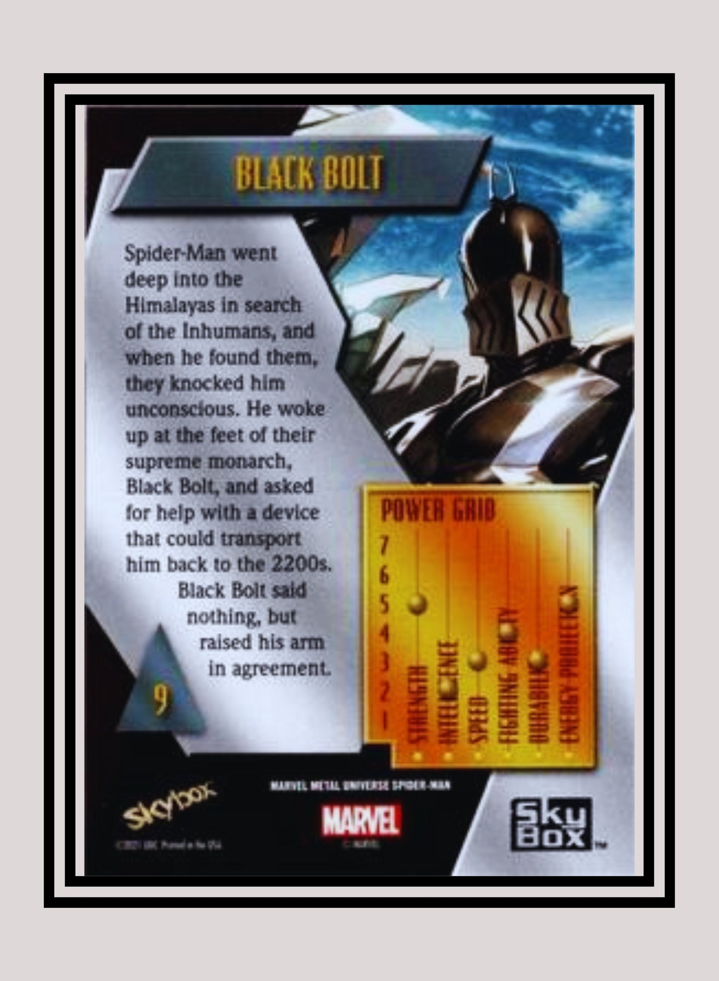 Marvel! 1x Black Bolt - Base Low Series (#009 - 2021 Upper Deck Spiderman Metal Universe)