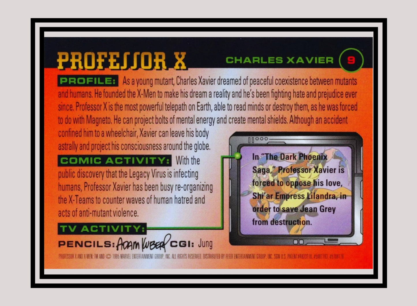 Marvel! 1x Professor X - Base (#009 - 1996 Fleer X Men)