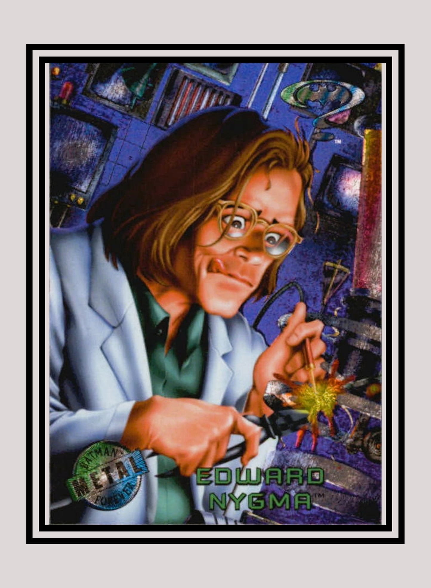 DC! 1x Edward Nygma - Base Metal (#010 - 1995 Fleer Batman Forever Metal)