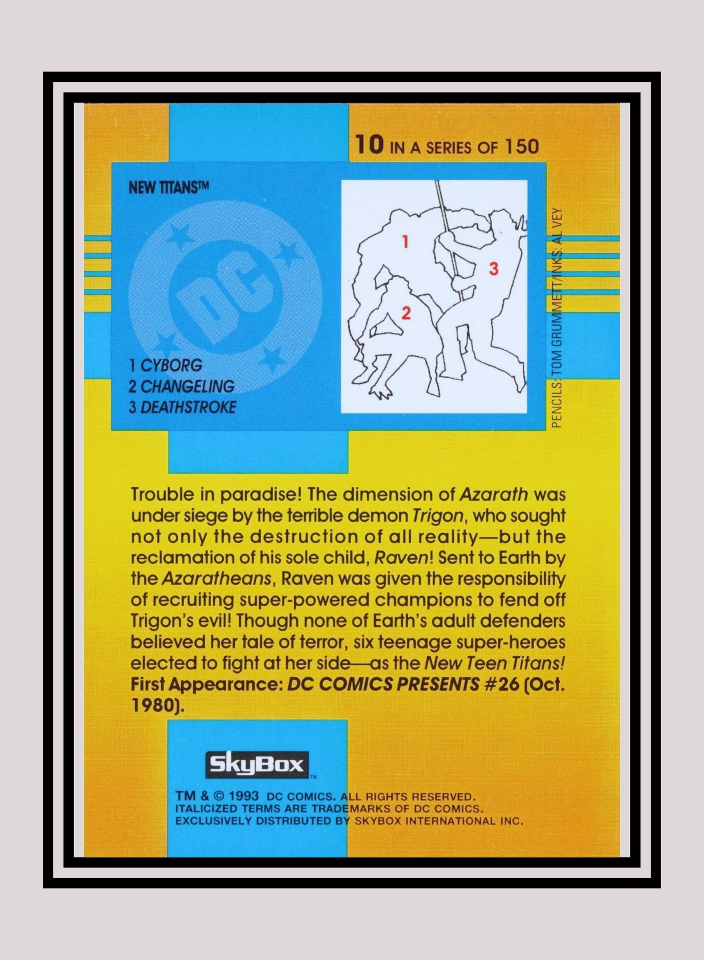 DC! 1x New Titans - Base (#010 - 1993 Skybox DC Cosmic Teams)