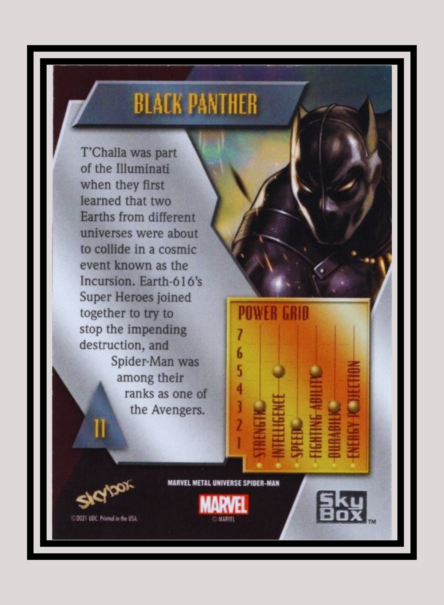 Marvel! 1x Black Panther - Base Low Series (#011 - 2021 Upper Deck Spiderman Metal Universe)