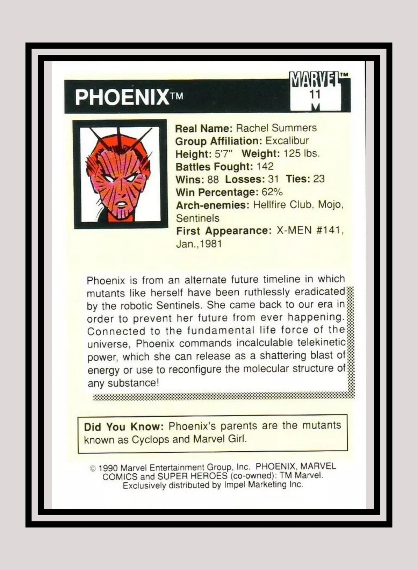 Marvel! 1x Phoenix - Base (#011 - 1990 Impel Marvel Universe Series I)