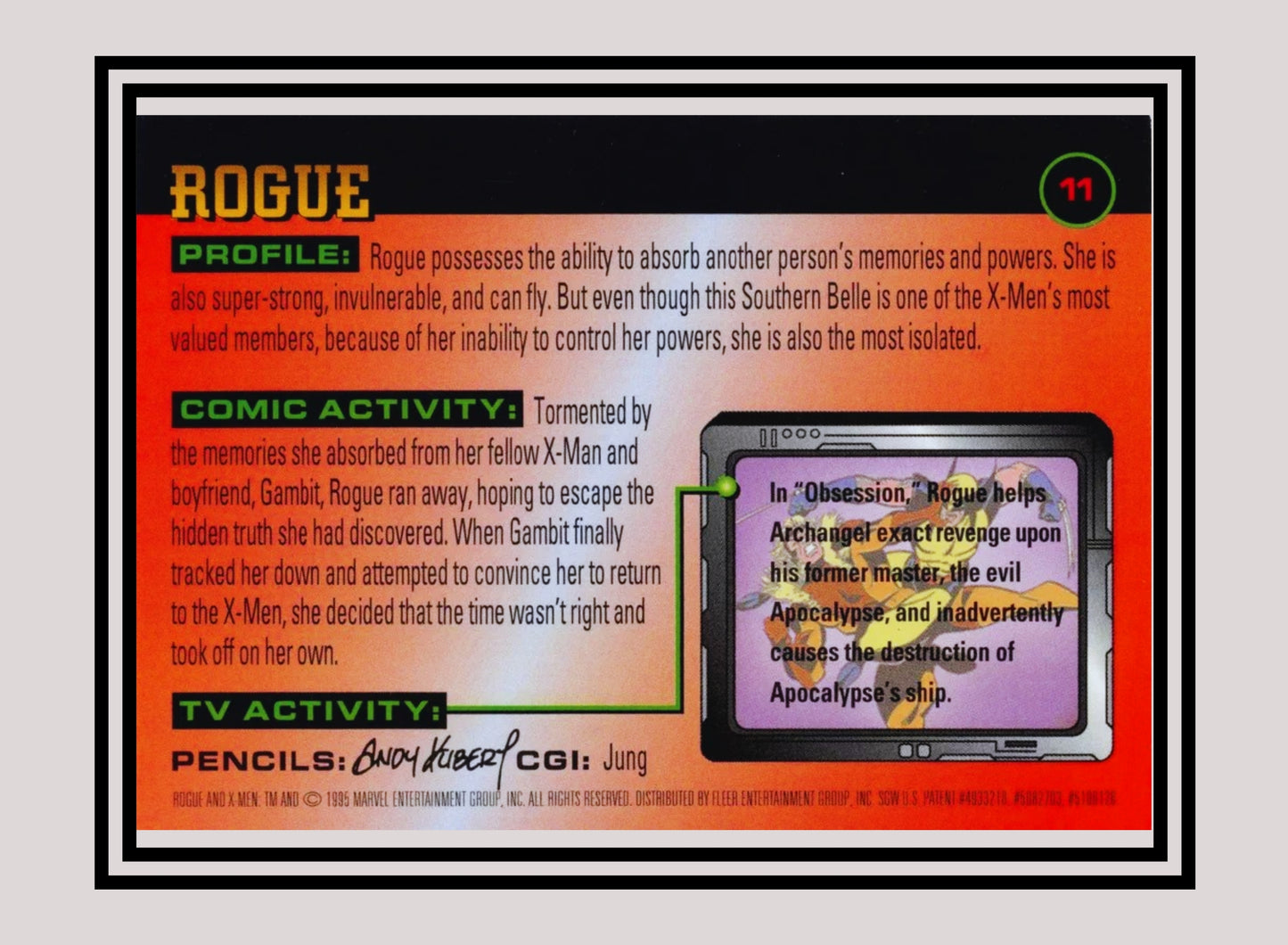 Marvel! 1x Rogue - Base (#011 - 1996 Fleer X Men)