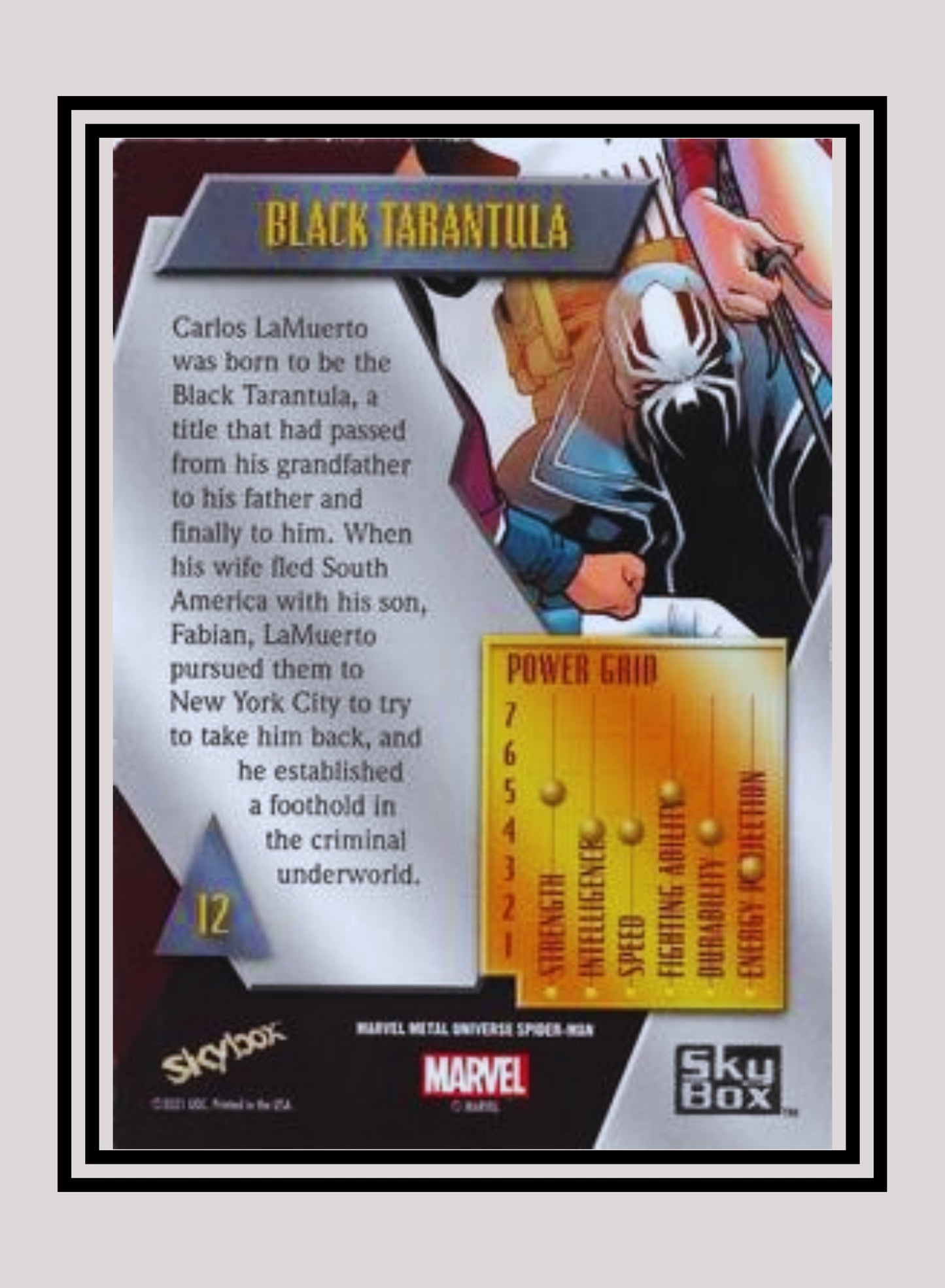 Marvel! 1x Black Tarantula - Base Low Series (#012 - 2021 Upper Deck Spiderman Metal Universe)