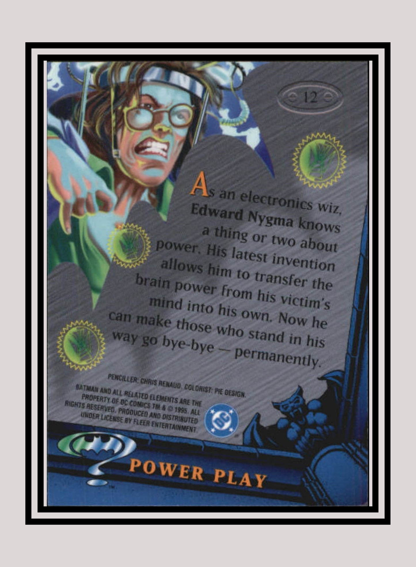 DC! 1x Power Play - Base Metal (#012 - 1995 Fleer Batman Forever Metal)