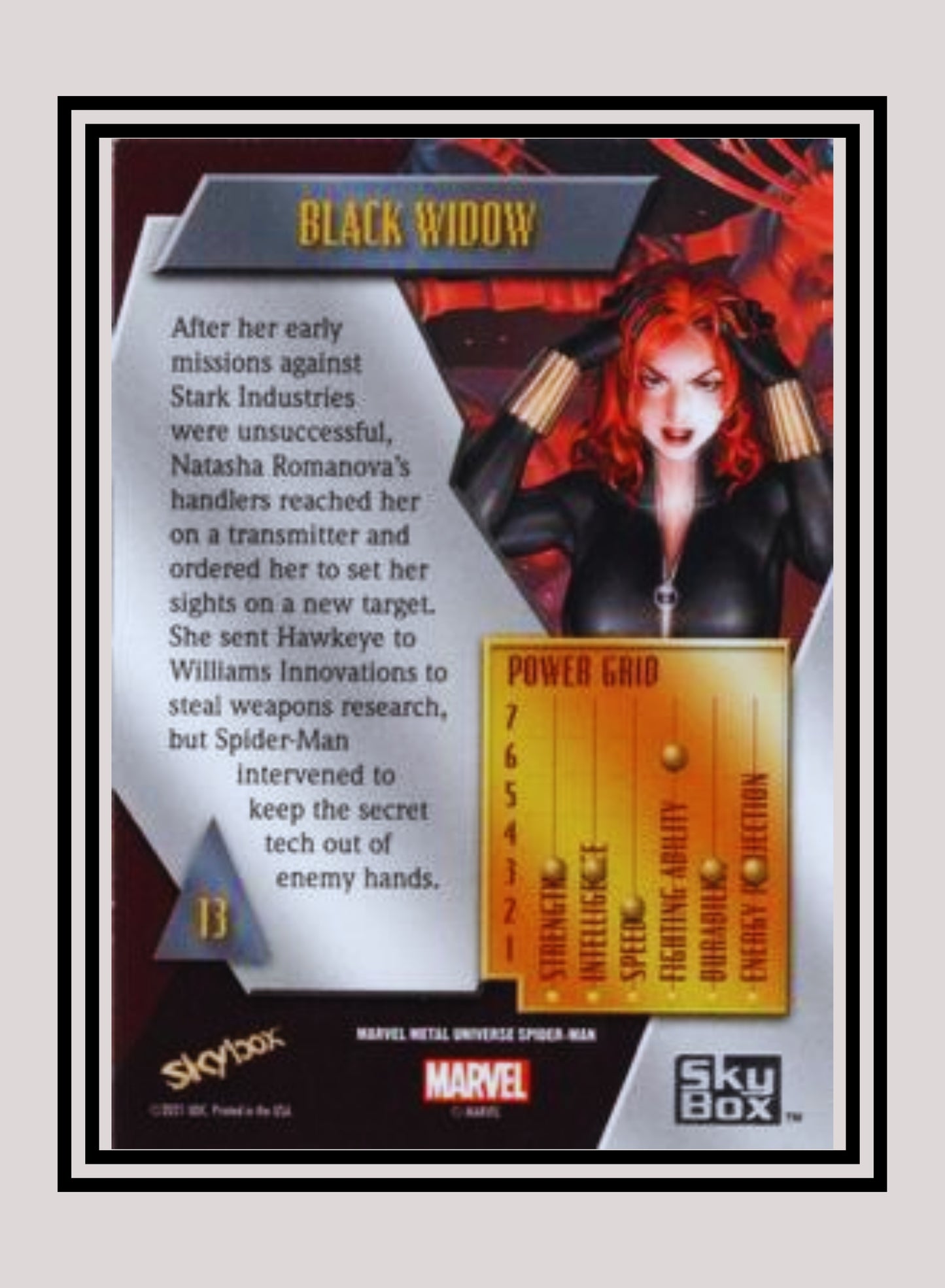 Marvel! 1x Black Widow - Base Low Series (#013 - 2021 Upper Deck Spiderman Metal Universe)