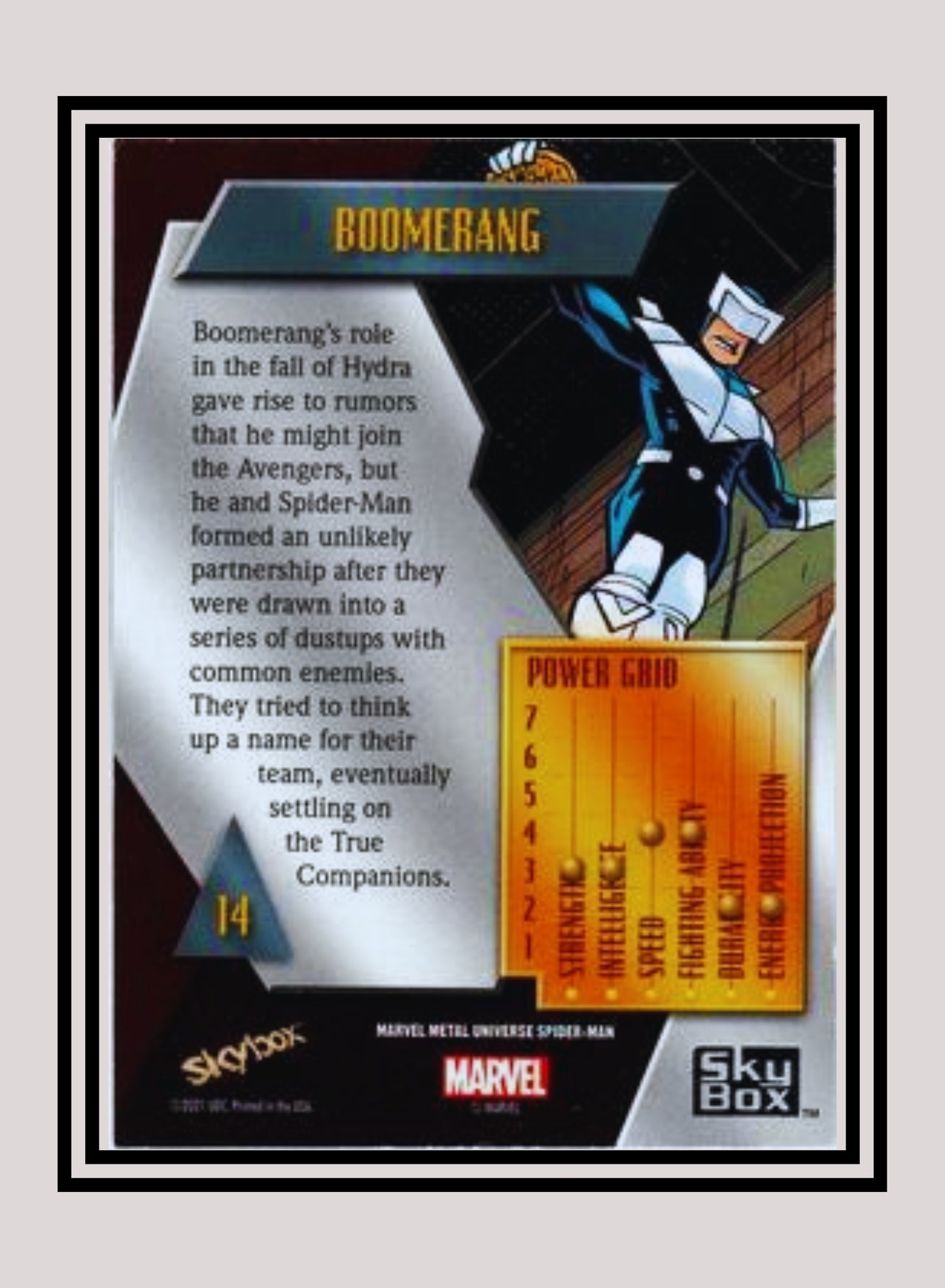 Marvel! 1x Boomerang - Base Low Series (#014 - 2021 Upper Deck Spiderman Metal Universe)