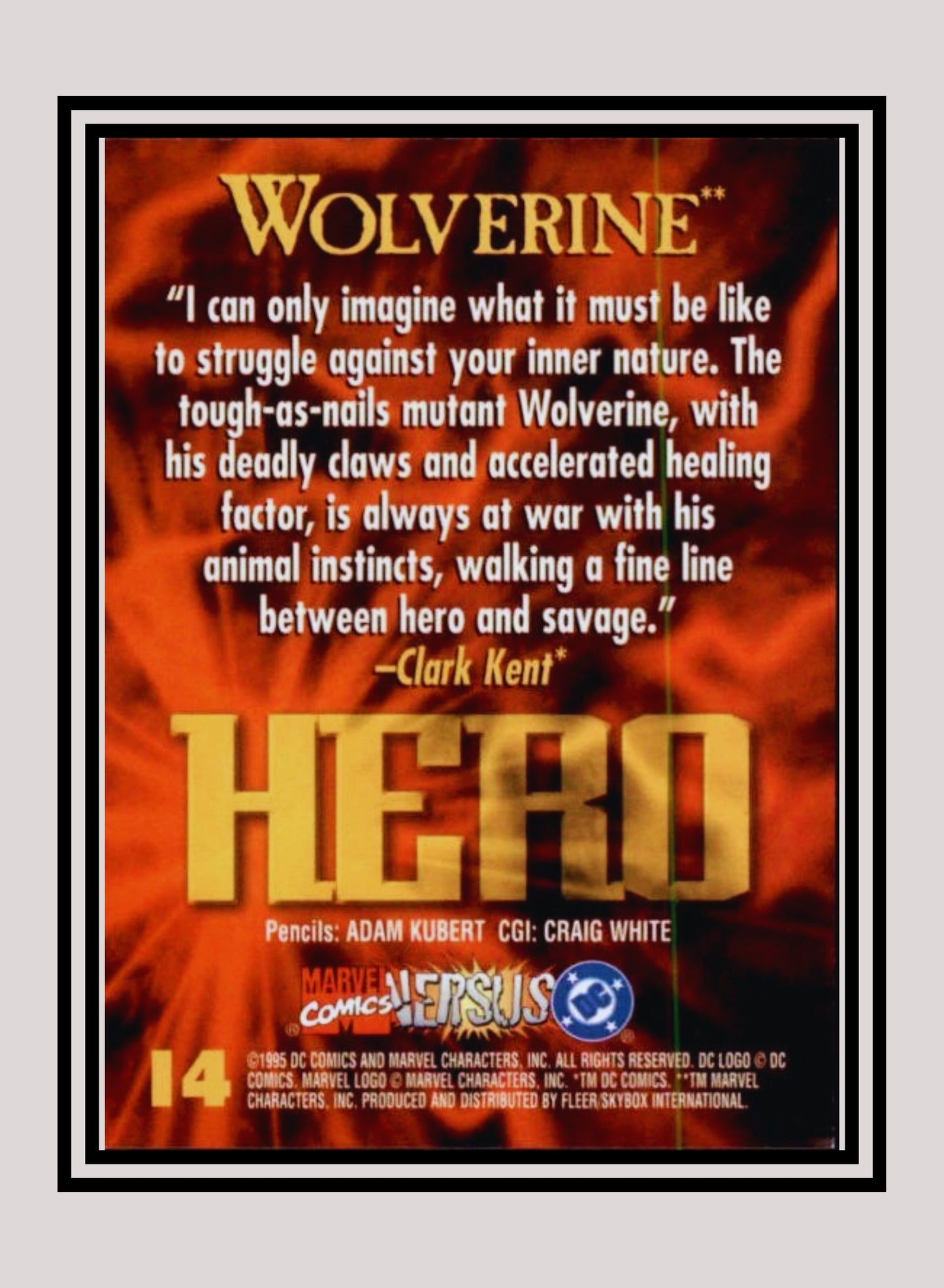 Marvel! 1x Wolverine - Base (#014 - 1995 Fleer DC vs. Marvel Comics)