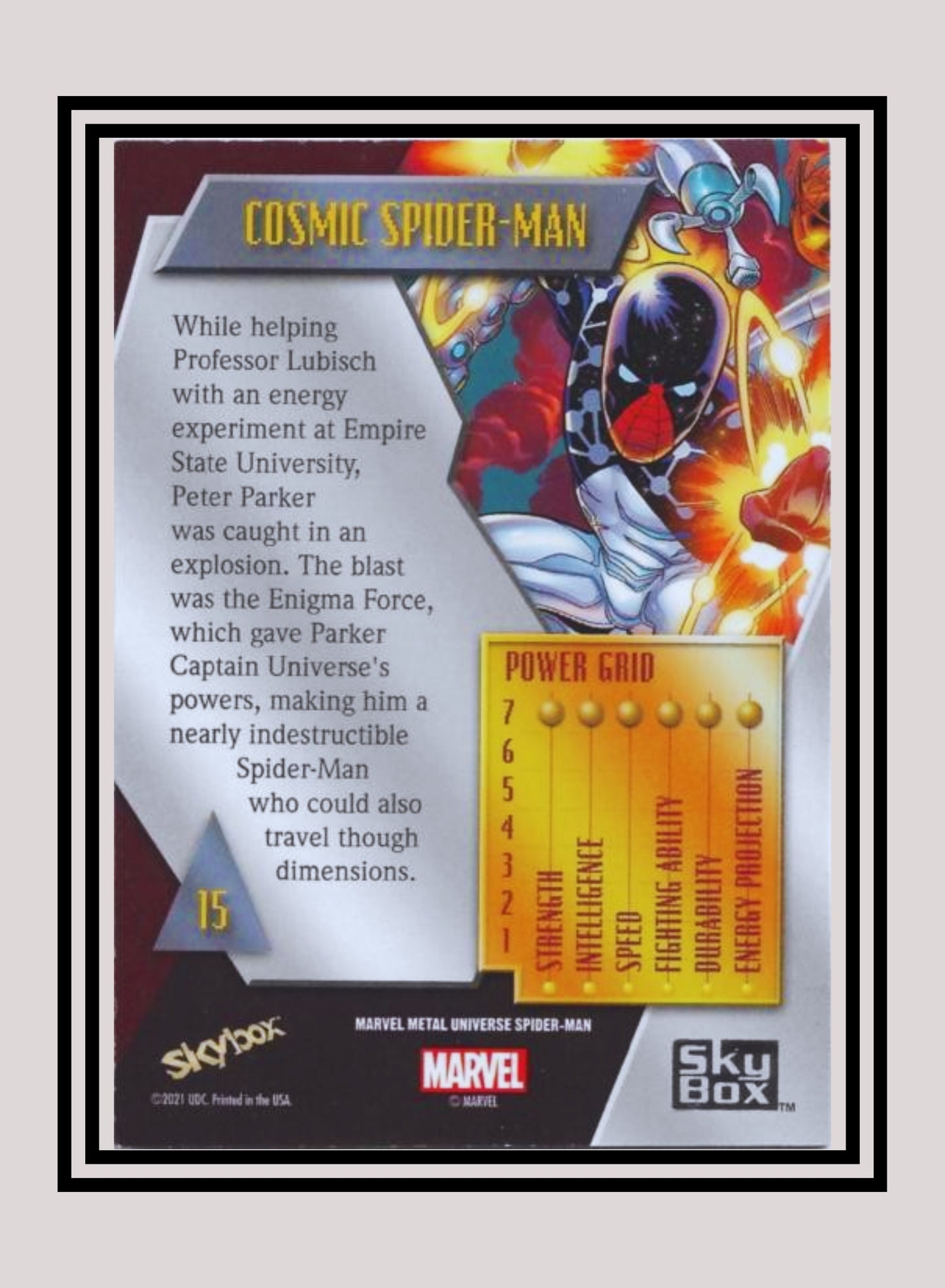 Marvel! 1x Cosmic Spiderman - Base Low Series (#015 - 2021 Upper Deck Spiderman Metal Universe)