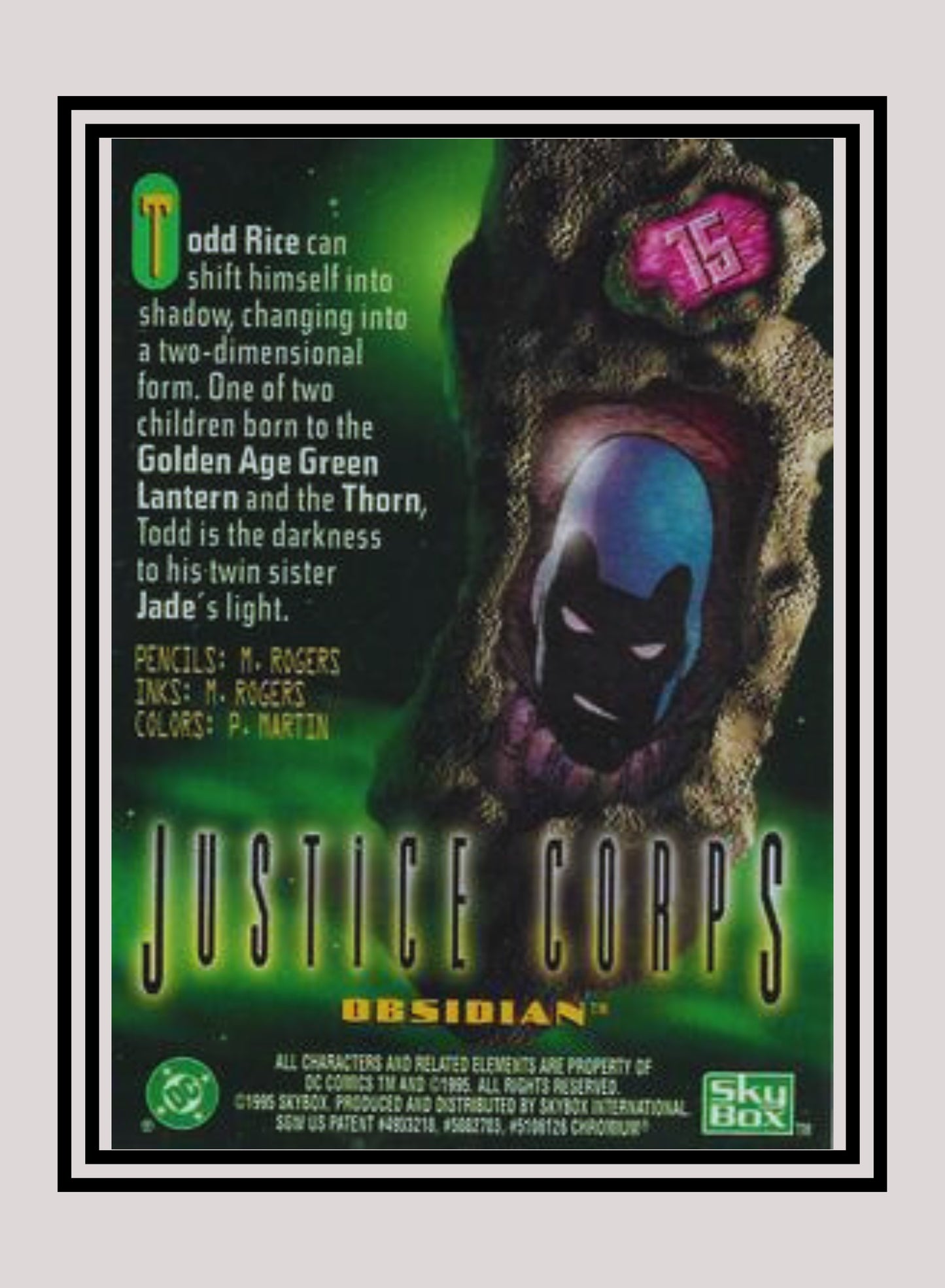 DC! 1x Obsidian - Power Chrome (#015 - 1995 SkyBox DC Power Chrome Legends)