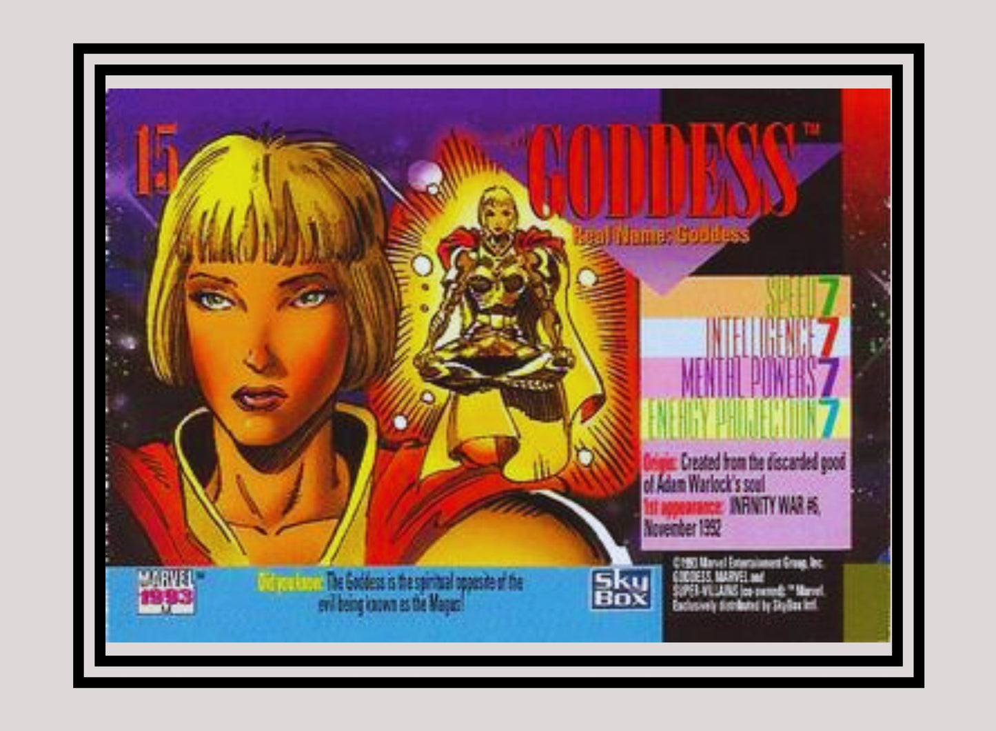 Marvel! 1x Goddess - Base (#015 - 1993 Skybox Marvel Universe Series 4)