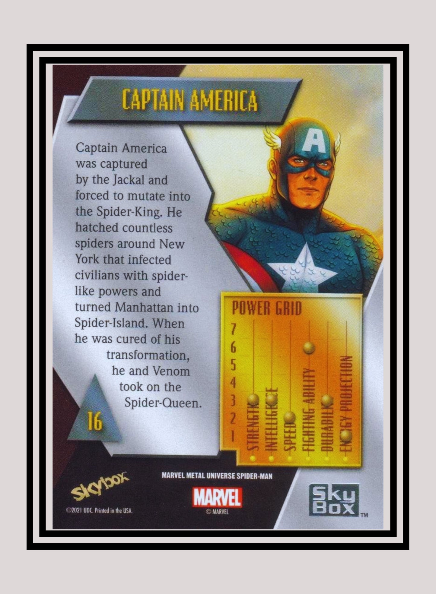 Marvel! 1x Captain America - Base Low Series (#016 - 2021 Upper Deck Spiderman Metal Universe)