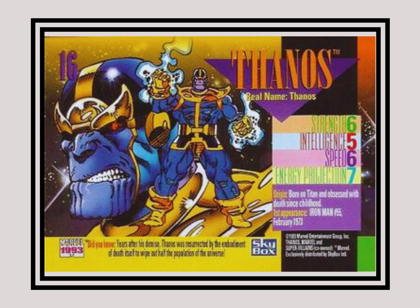 Marvel! 1x Thanos - Base (#016 - 1993 Skybox Marvel Universe Series 4)