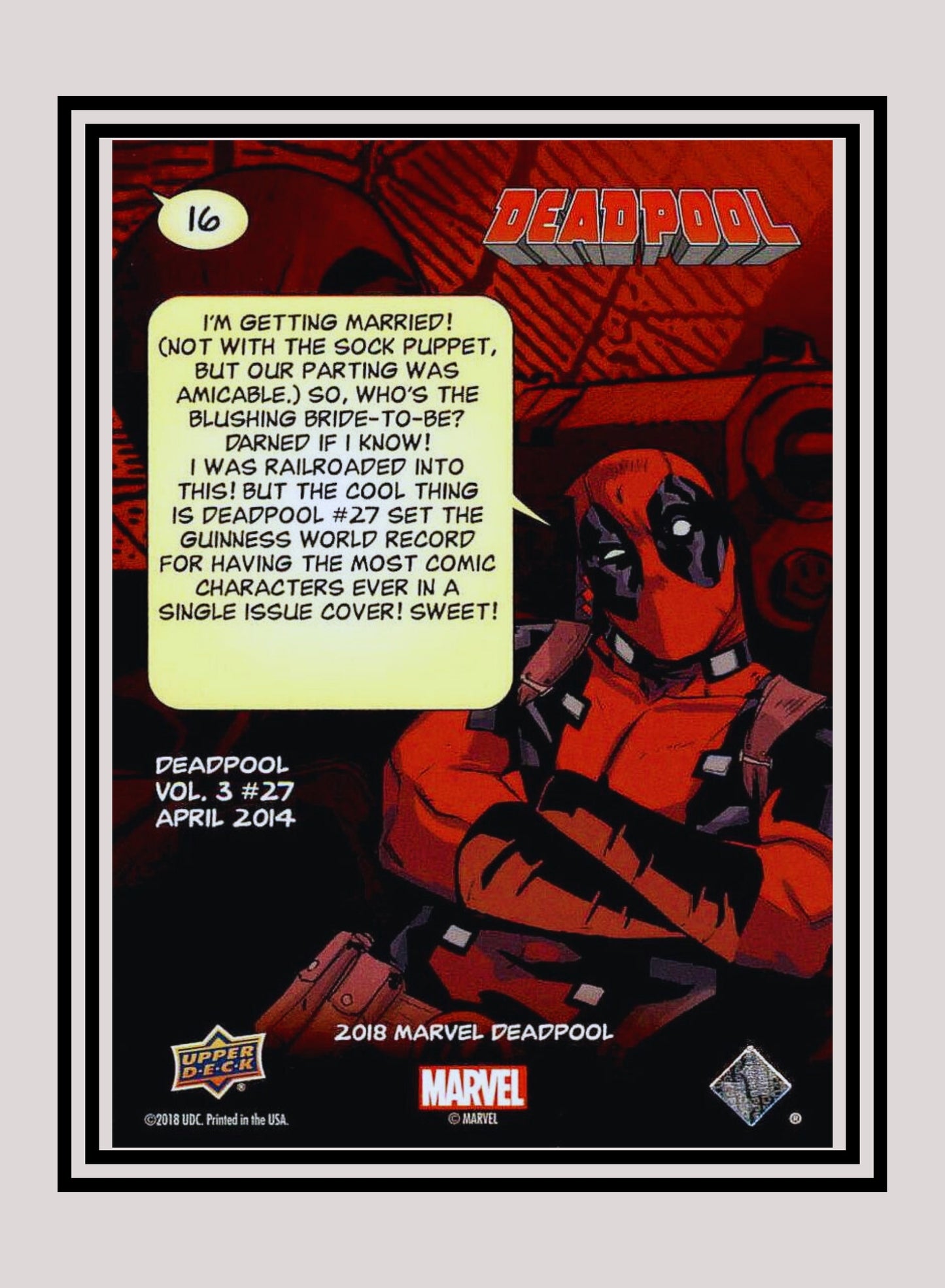 Marvel! 1x Sock Puppet - Base (#016 - 2019 Upper Deck Deadpool)