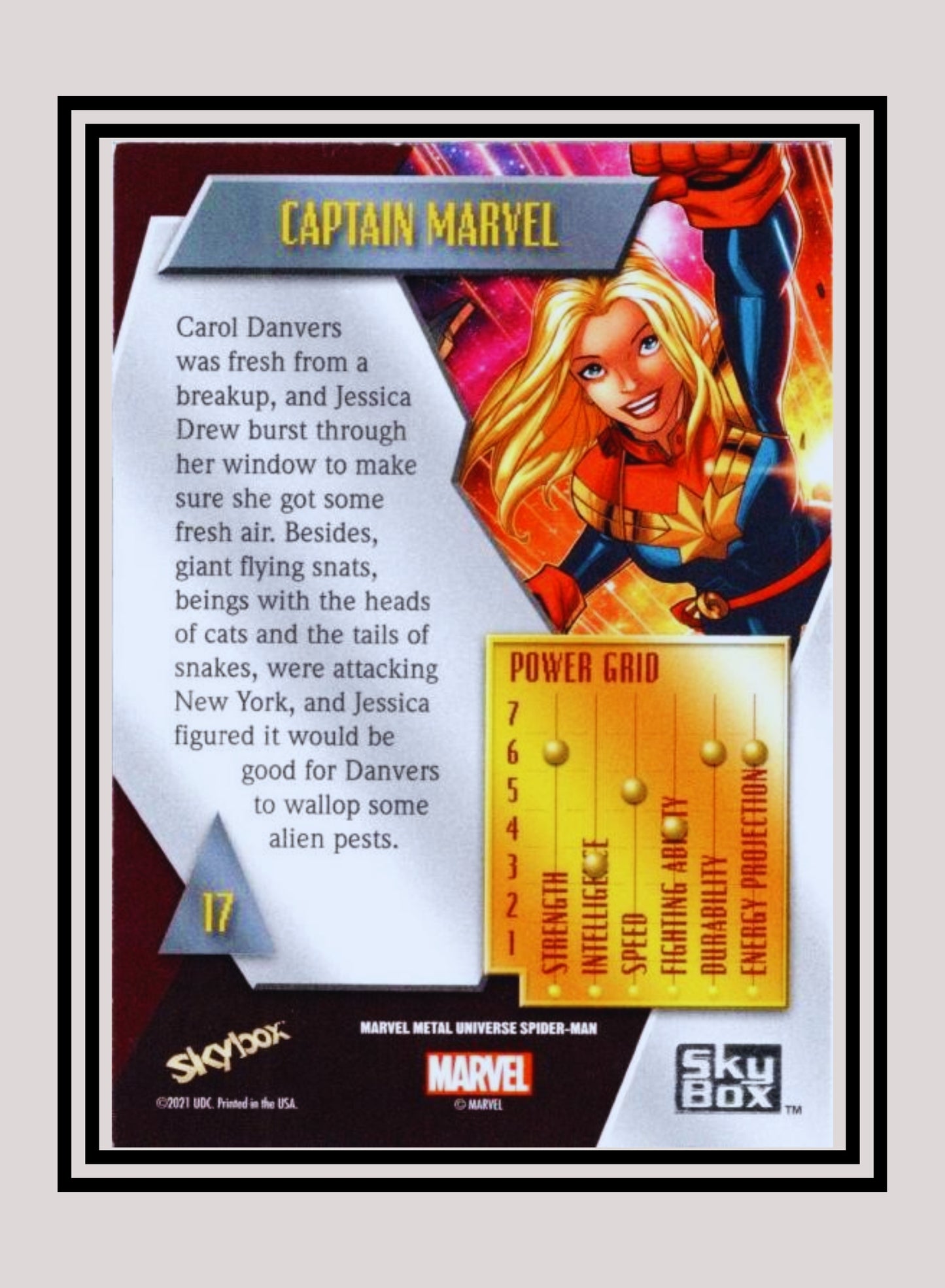 Marvel! 1x Captain Marvel - Base Low Series (#017 - 2021 Upper Deck Spiderman Metal Universe)