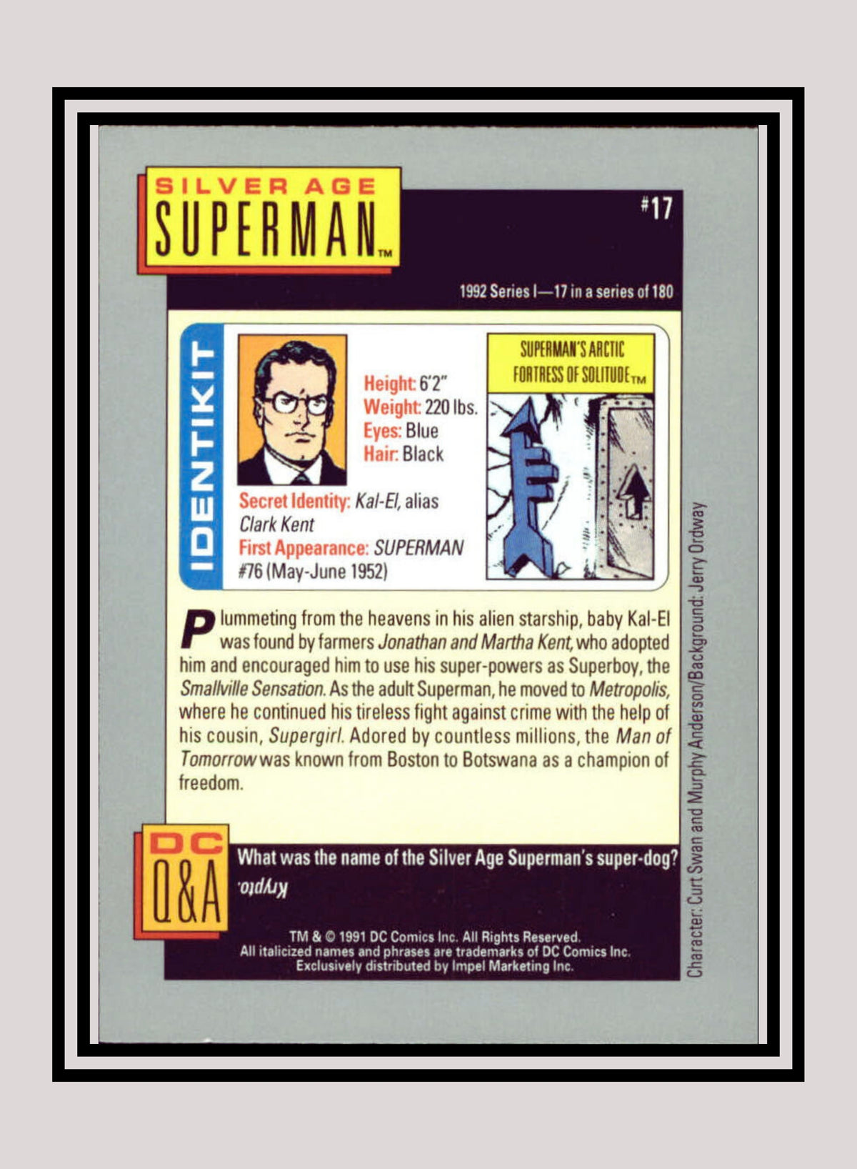 DC! 1x Silver Age Superman - Base (#017 - 1991 Impel DC Cosmic Cards ...