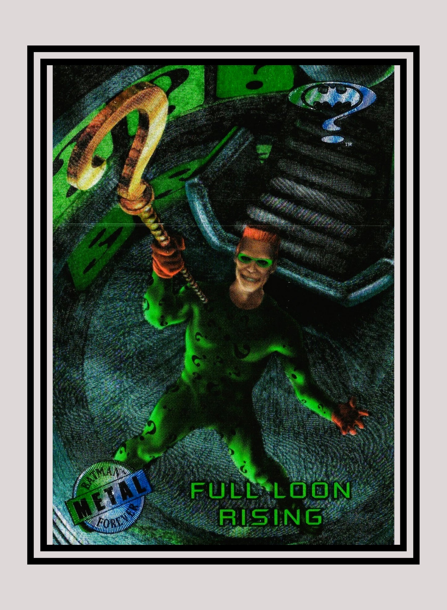 DC! 1x Full Loon Rising - Base Metal (#018 - 1995 Fleer Batman Forever Metal)