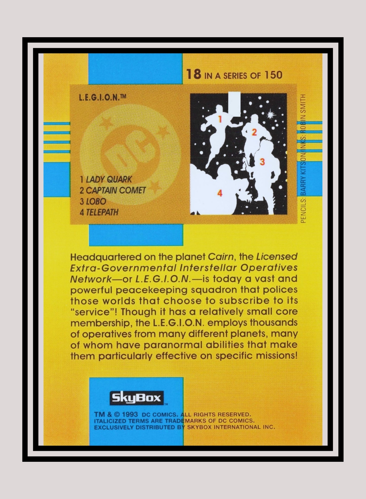 DC! 1x L.E.G.I.O.N - Base (#018 - 1993 Skybox DC Cosmic Teams)