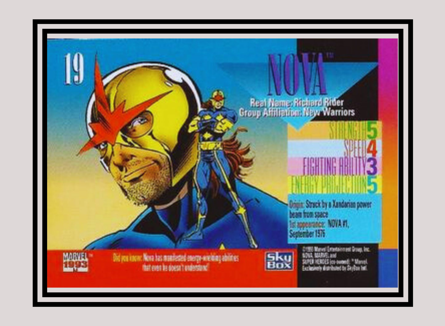 Marvel! 1x Nova - Base (#019 - 1993 Skybox Marvel Universe Series 4)