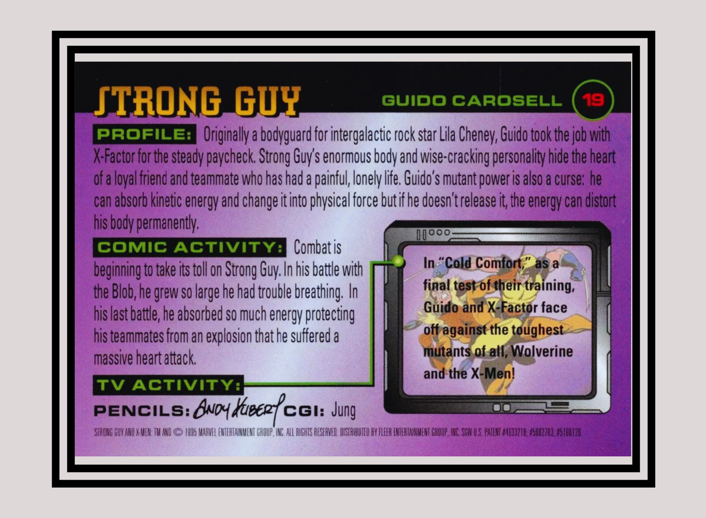 Marvel! 1x Strong Guy - Base (#019 - 1996 Fleer X Men)