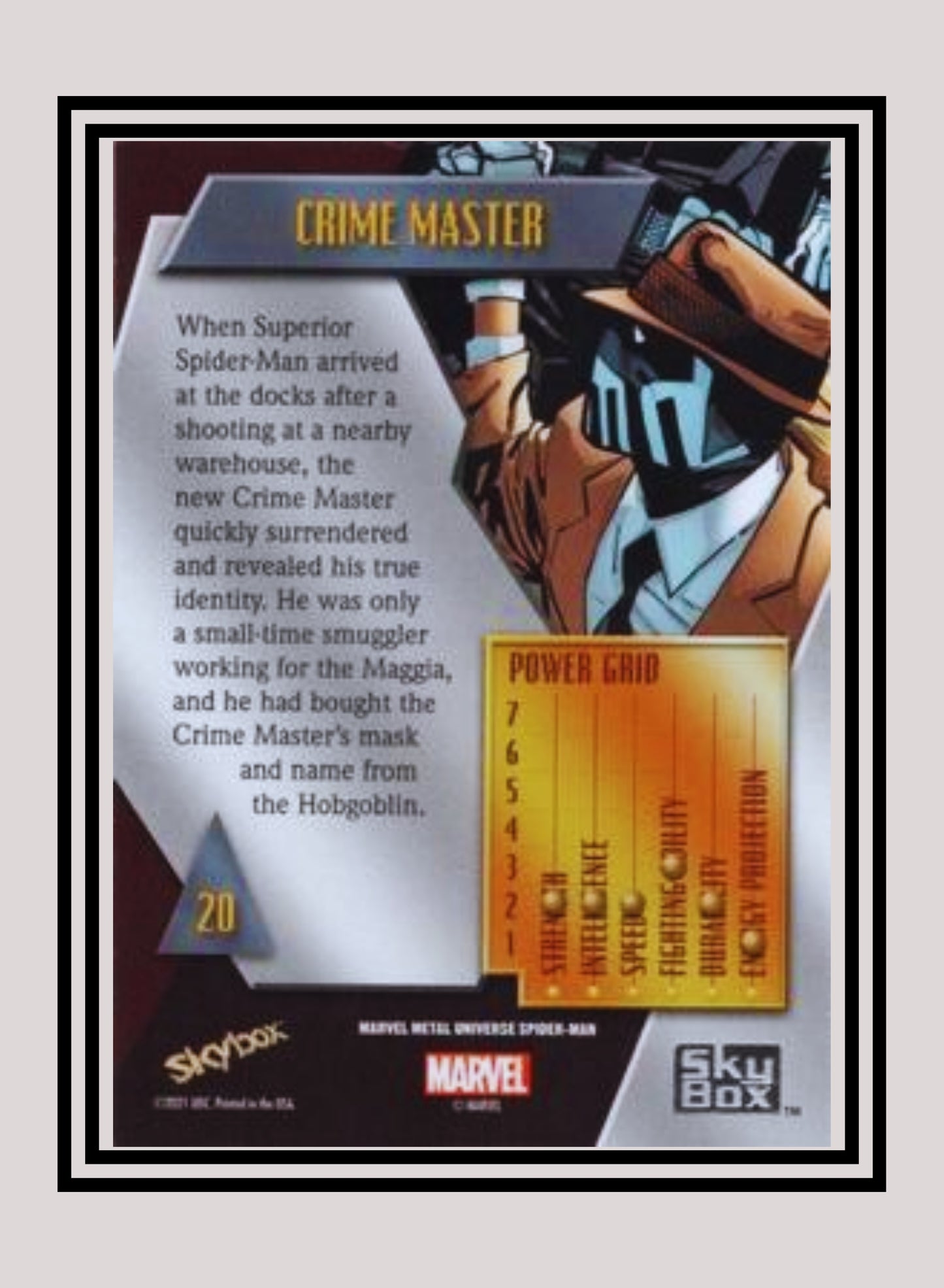 Marvel! 1x Crime Master - Base Low Series (#020 - 2021 Upper Deck Spiderman Metal Universe)