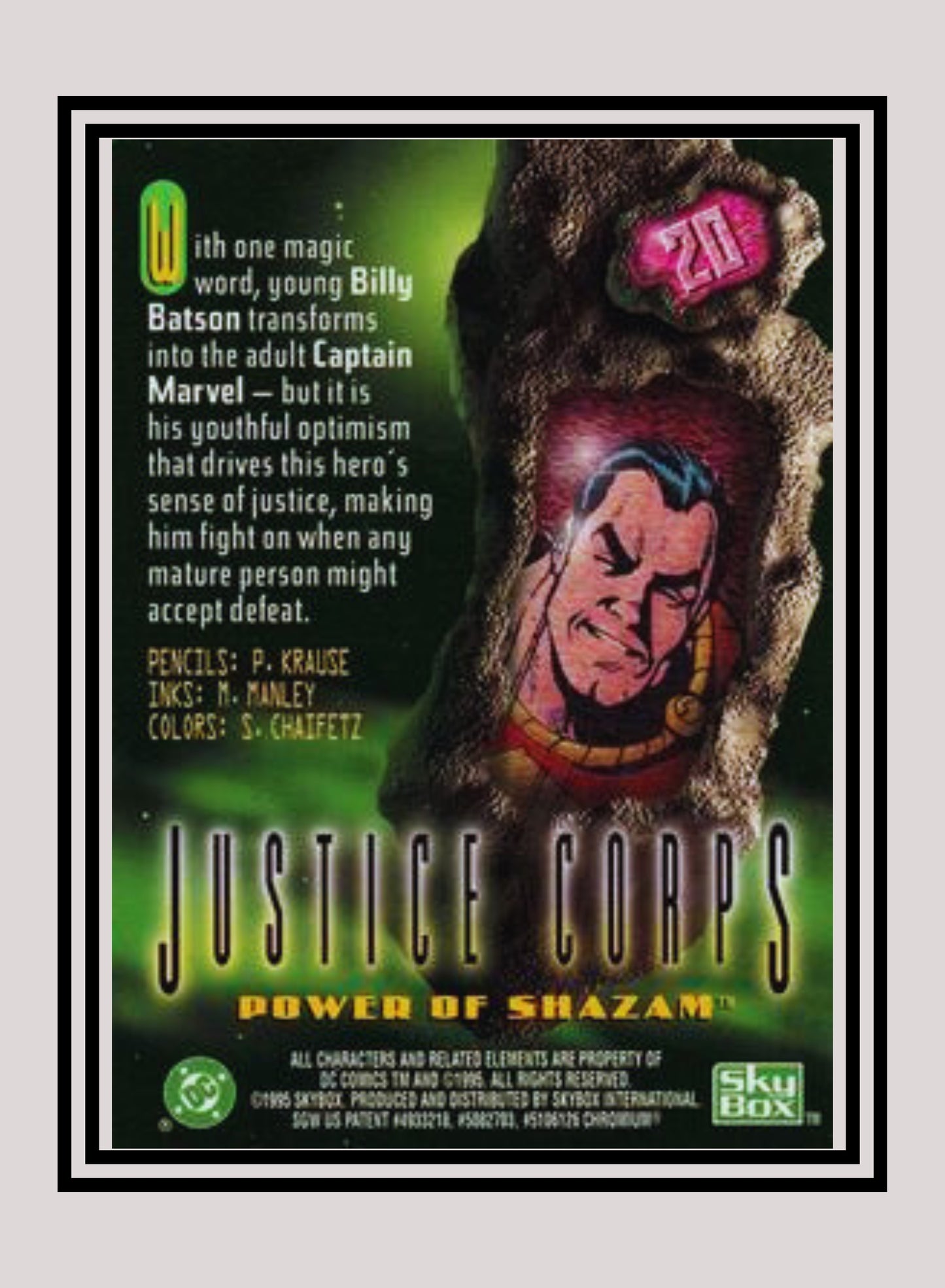 DC! 1x The Power of Shazam - Power Chrome (#020 - 1995 SkyBox DC Power Chrome Legends)