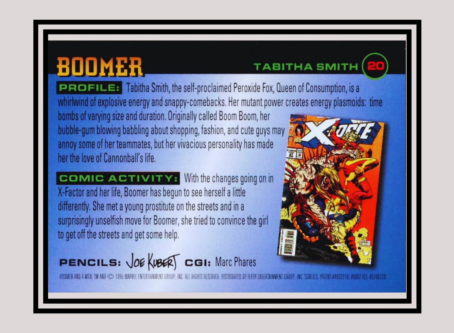 Marvel! 1x Boomer - Base (#020 - 1996 Fleer X Men)