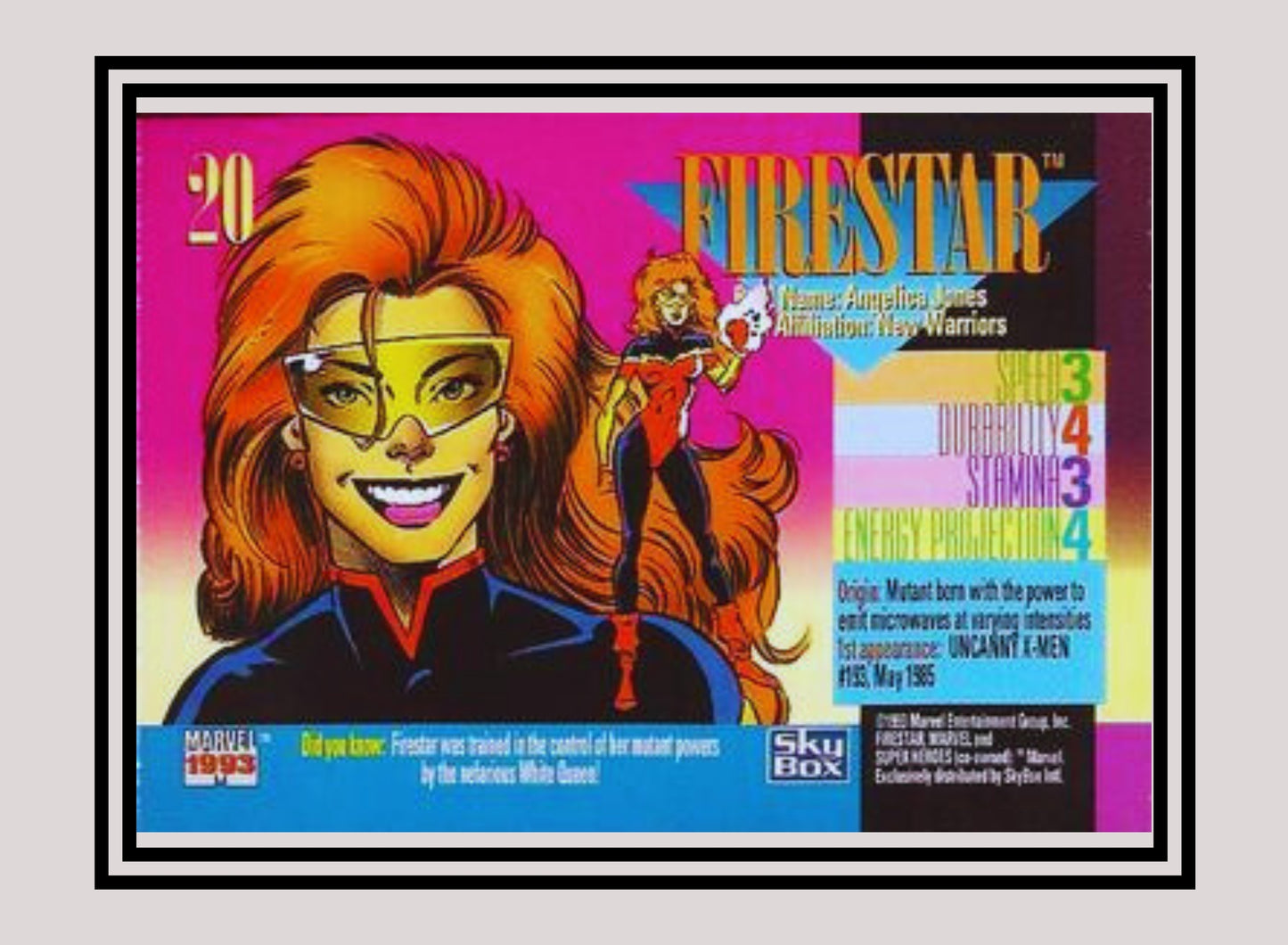 Marvel! 1x Firestar - Base (#020 - 1993 Skybox Marvel Universe Series 4)